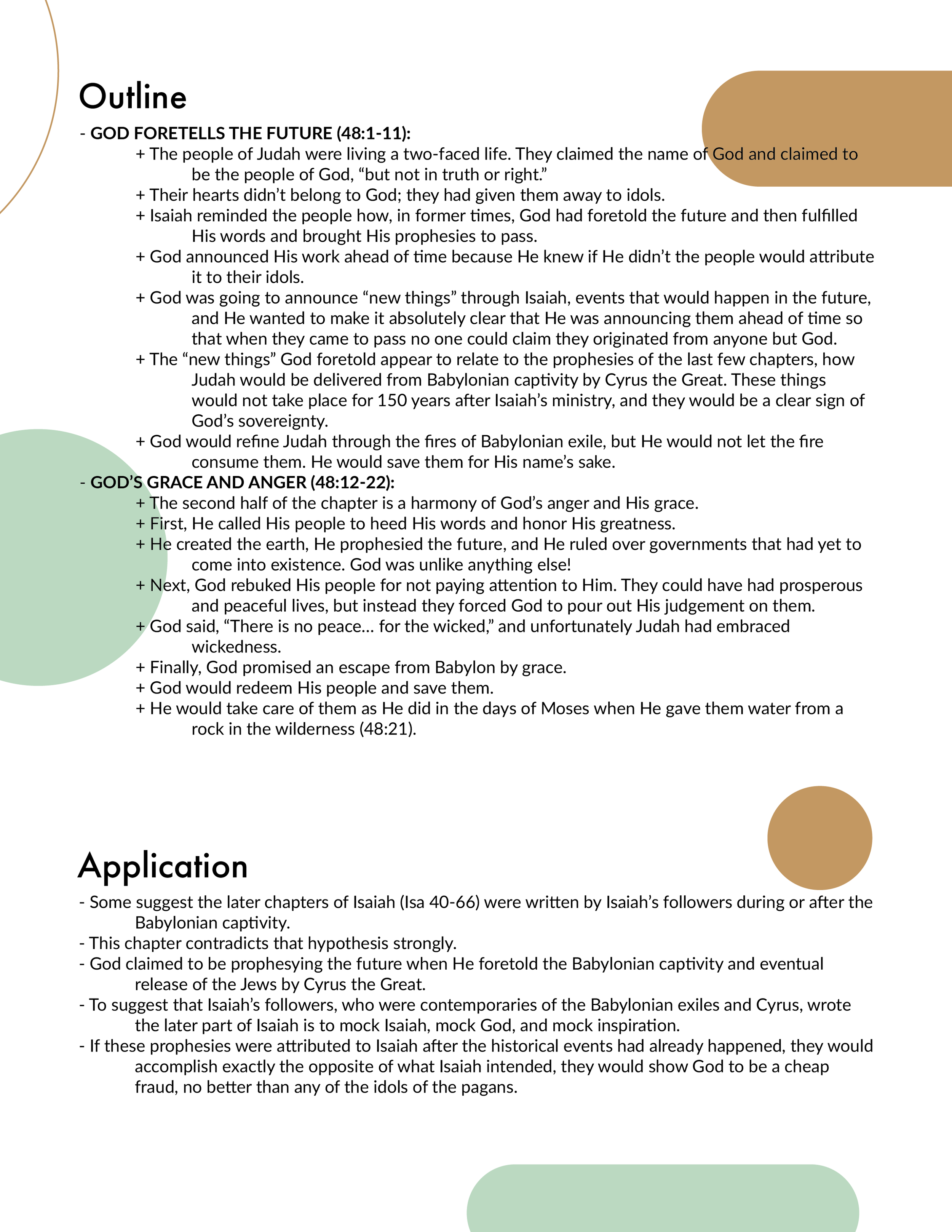 Isaiah 48 Outline and Application
