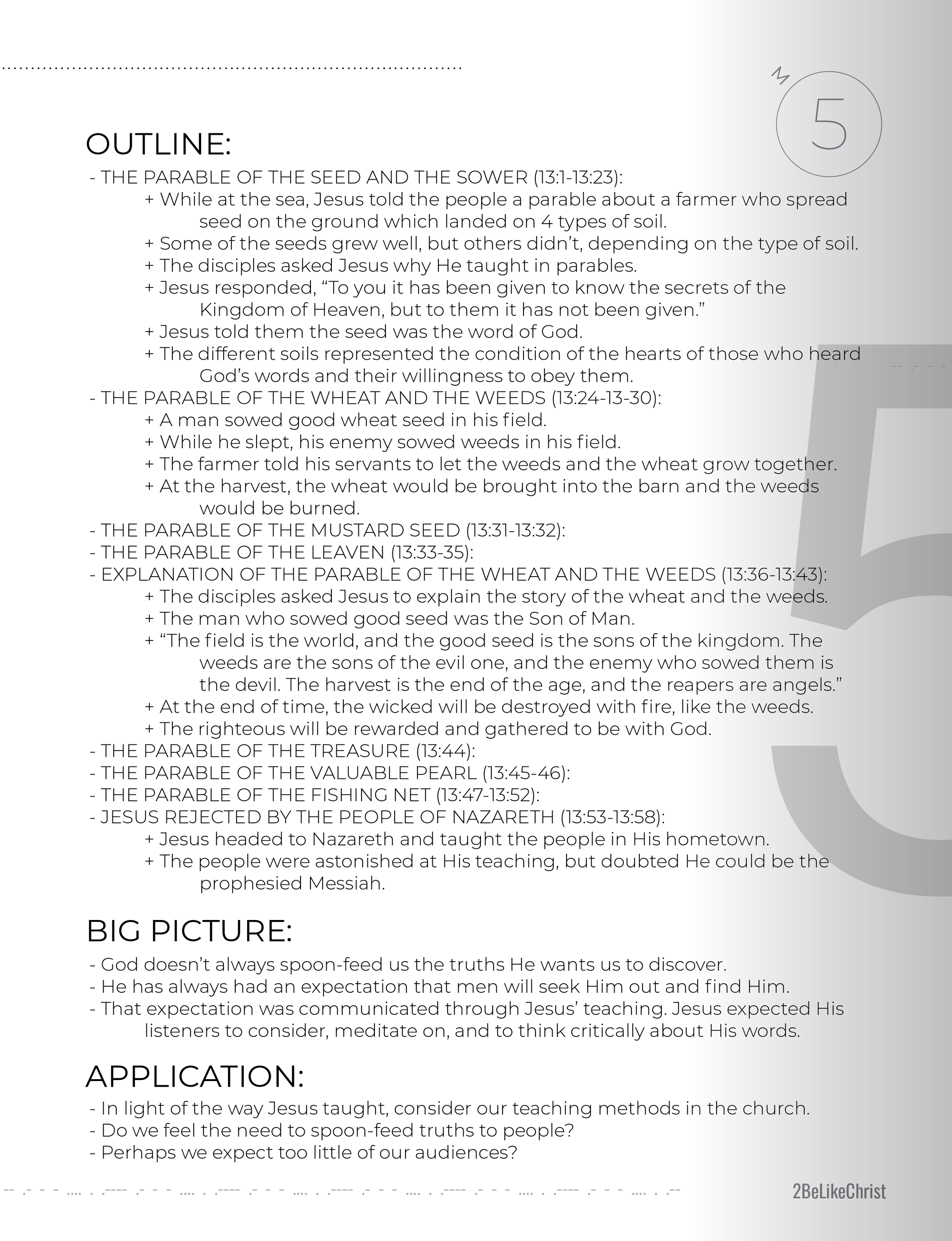 Matthew 13 Summary