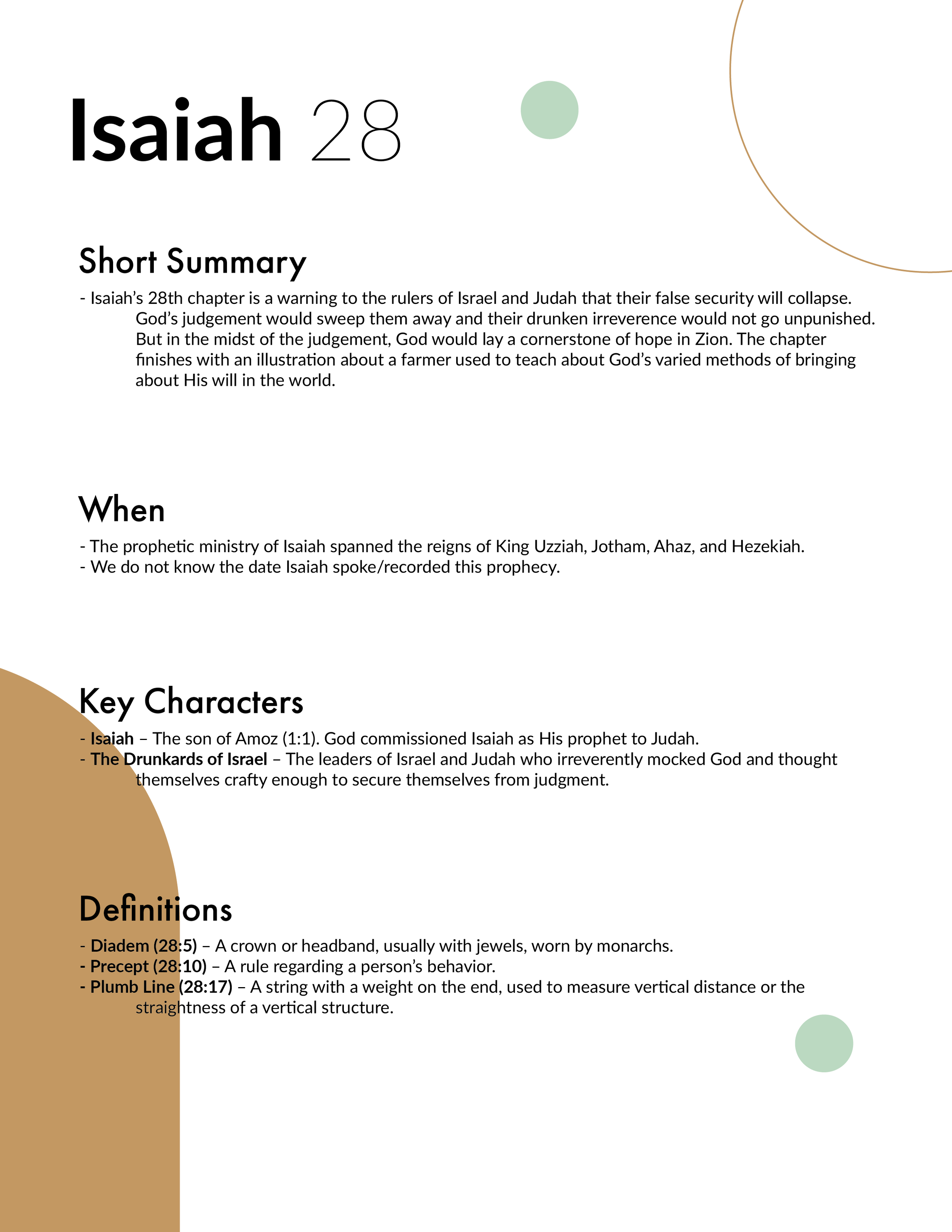 Isaiah 28 Summary and Bible Study