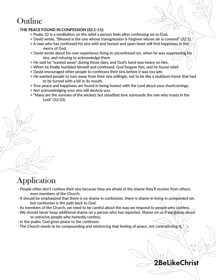 Psalm 32 Summary Psalm 32 Summary