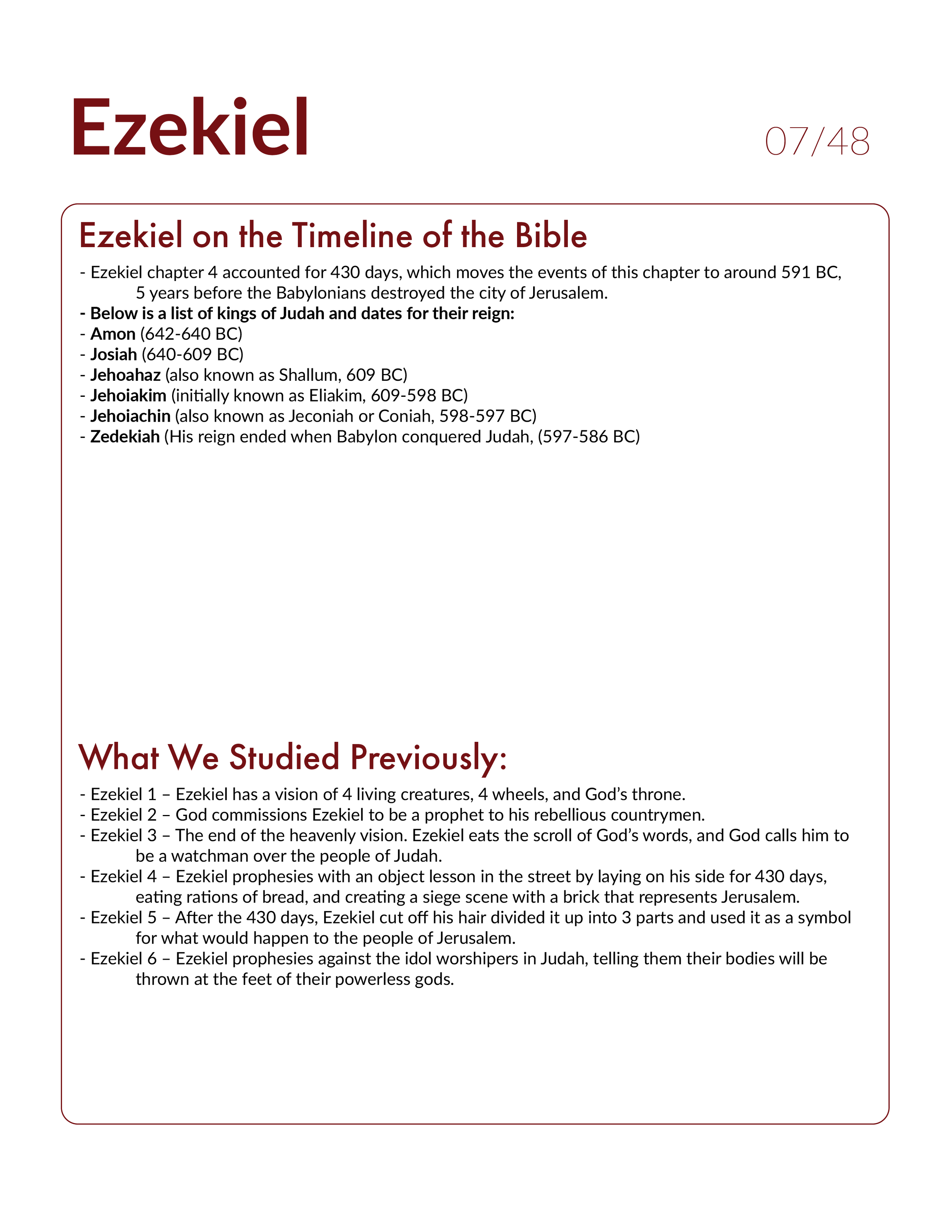 Ezekiel 7 Outline and Application
