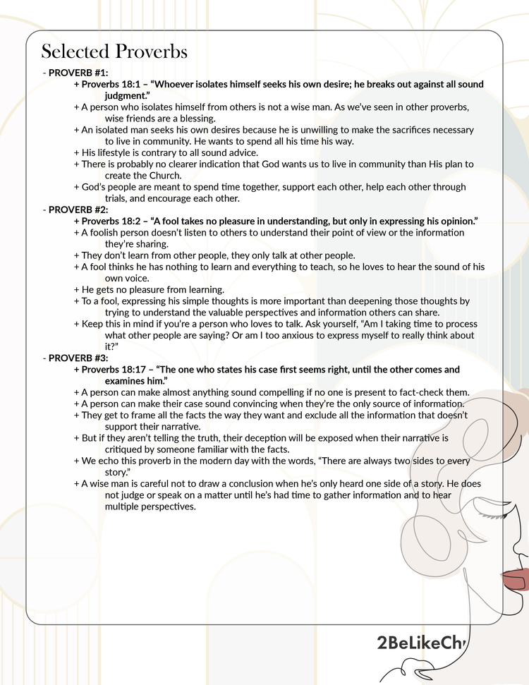 Proverbs 18 Summary - 5 Minute Bible Study — 2BeLikeChrist