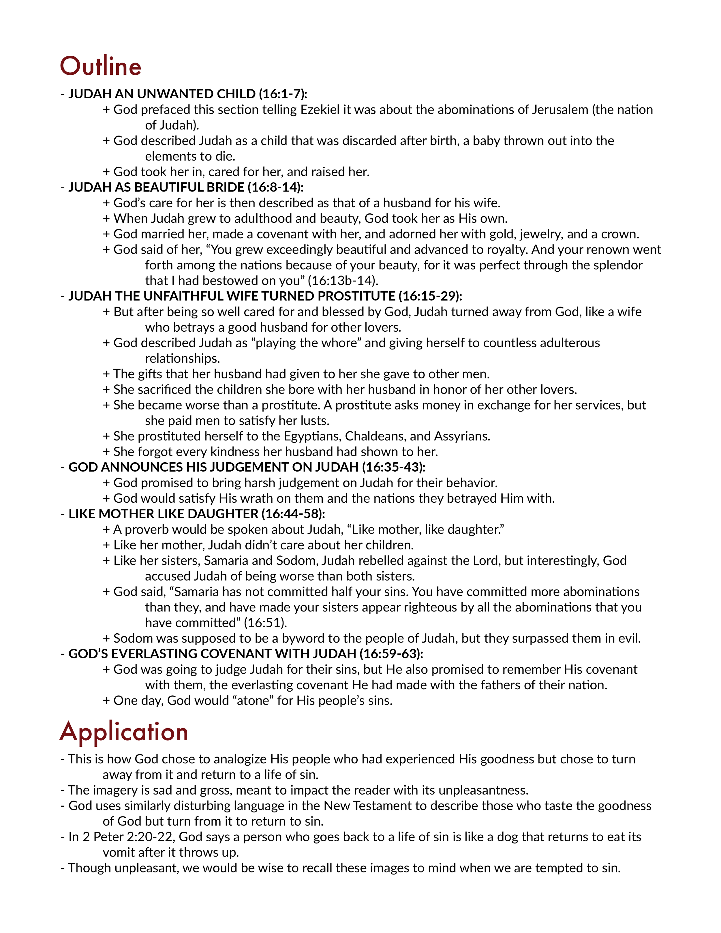 Ezekiel 16 Study and Summary