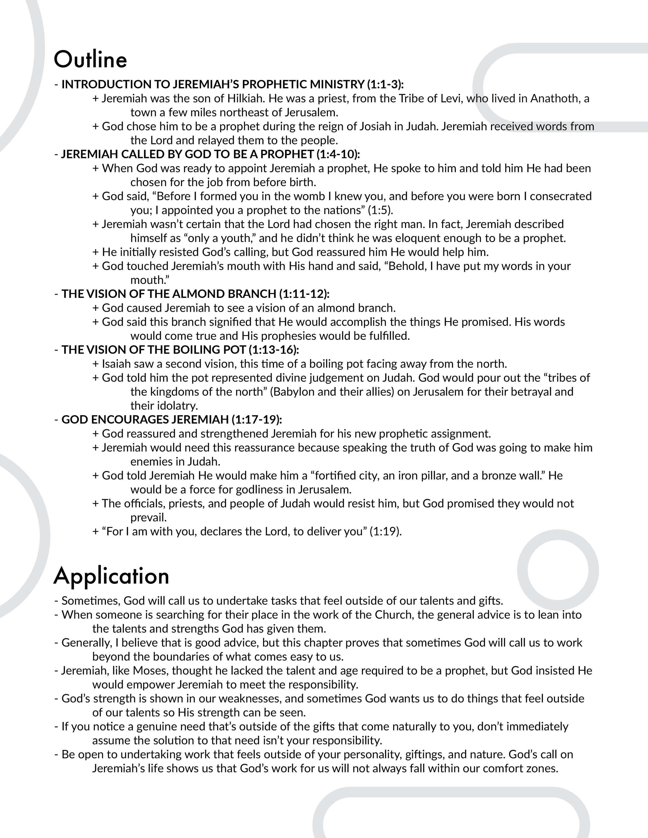 Jeremiah 1 Outline and Application