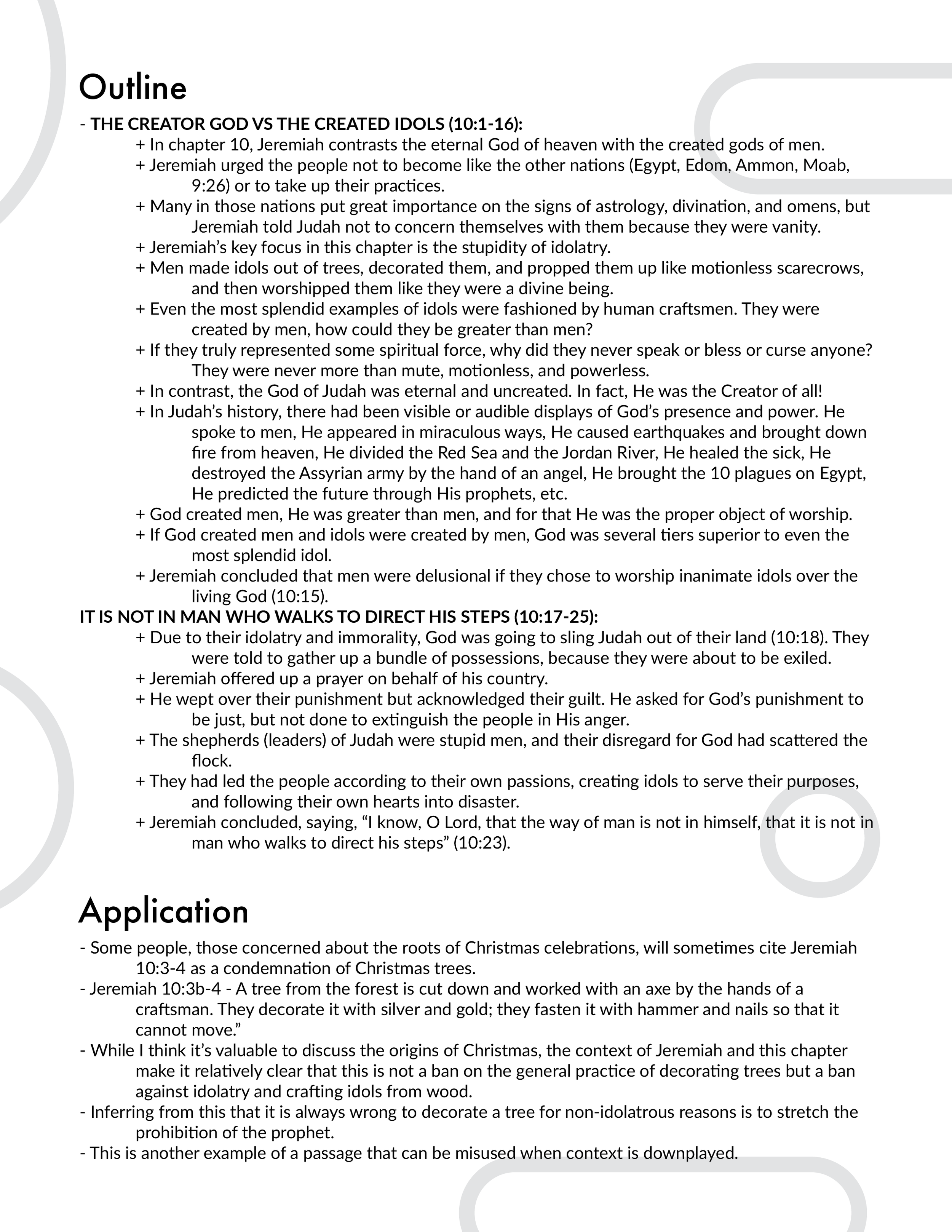 Jeremiah 10 Outline and Application