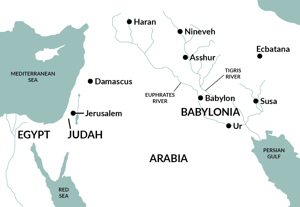 Jeremiah 13 Map - Jerusalem to the Euphrates