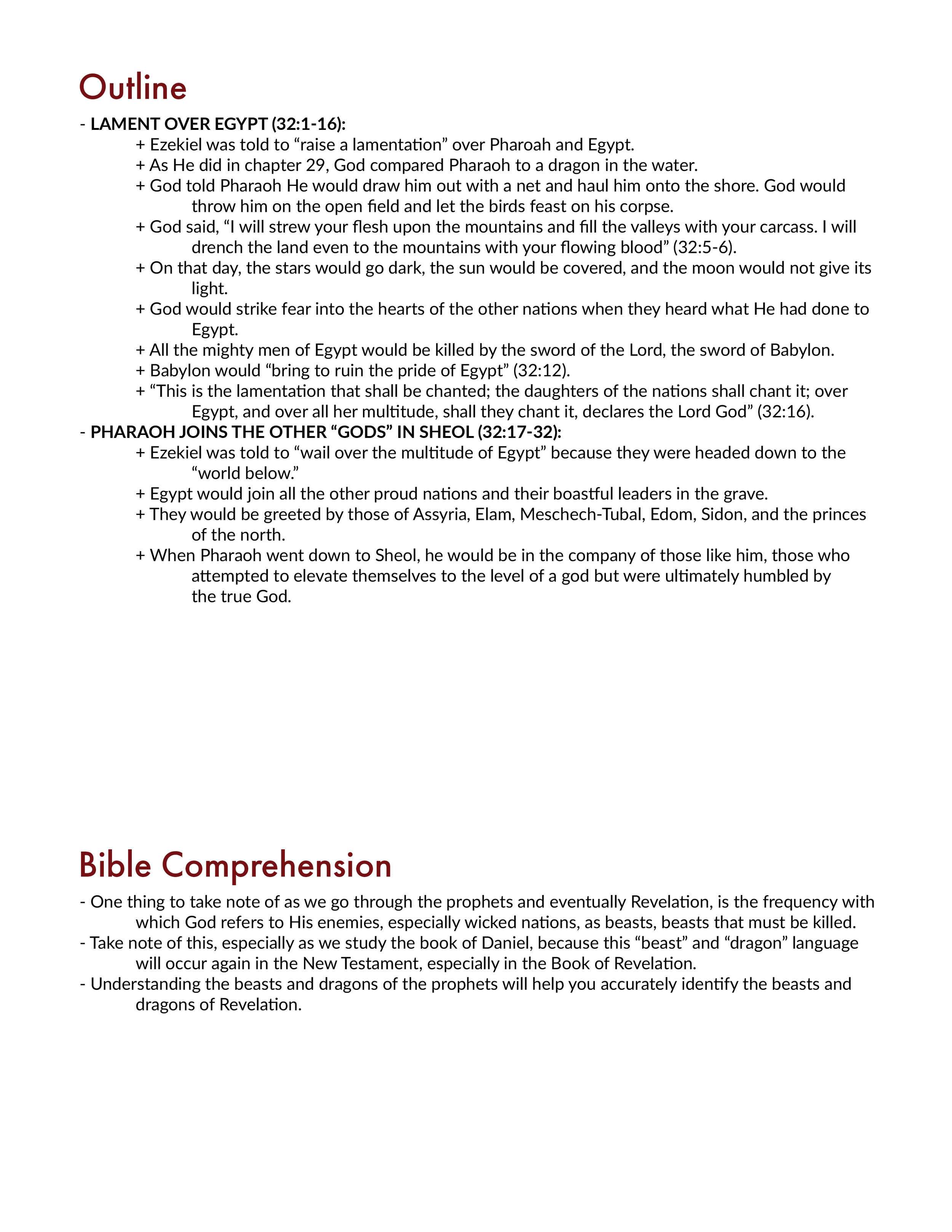 Ezekiel 32 bible study and chapter outline
