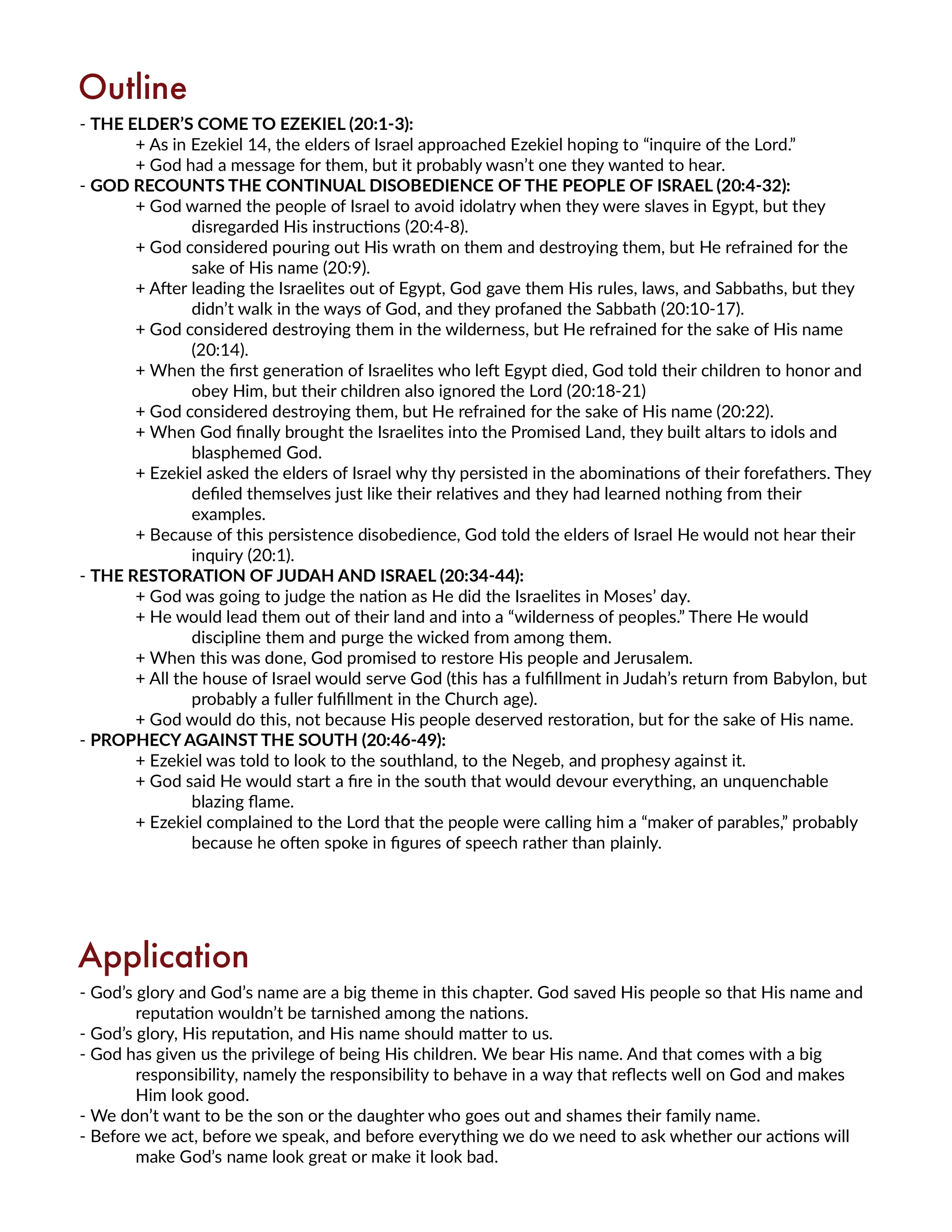 Ezekiel 20 Summary