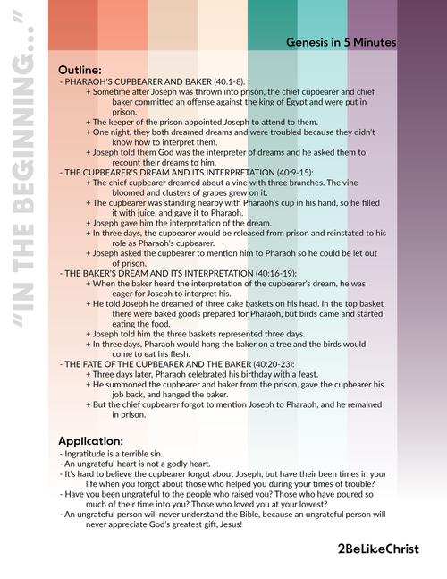 Genesis 40 Summary 5 Minute Bible Study 2BeLikeChrist genesis-40-summary-5-minute-bible-study-2belikechrist