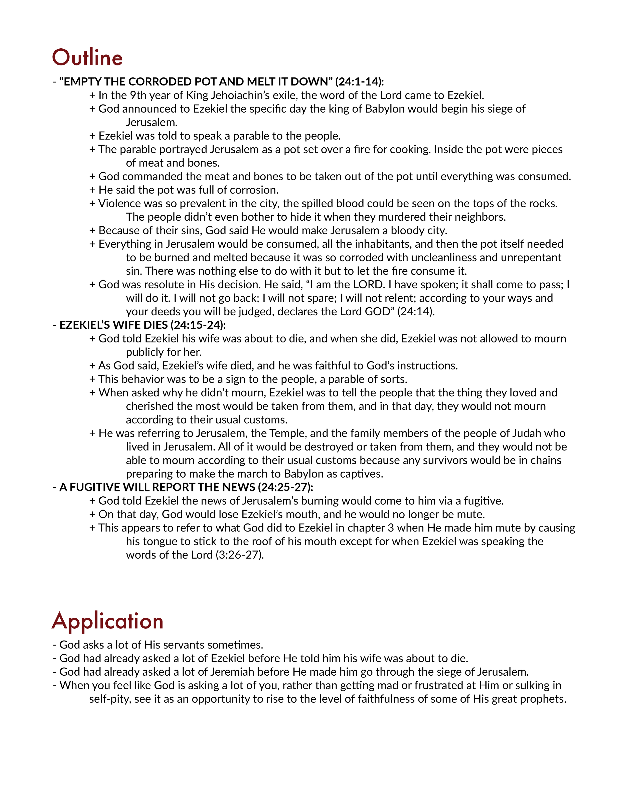Ezekiel 24 Outline and Summary