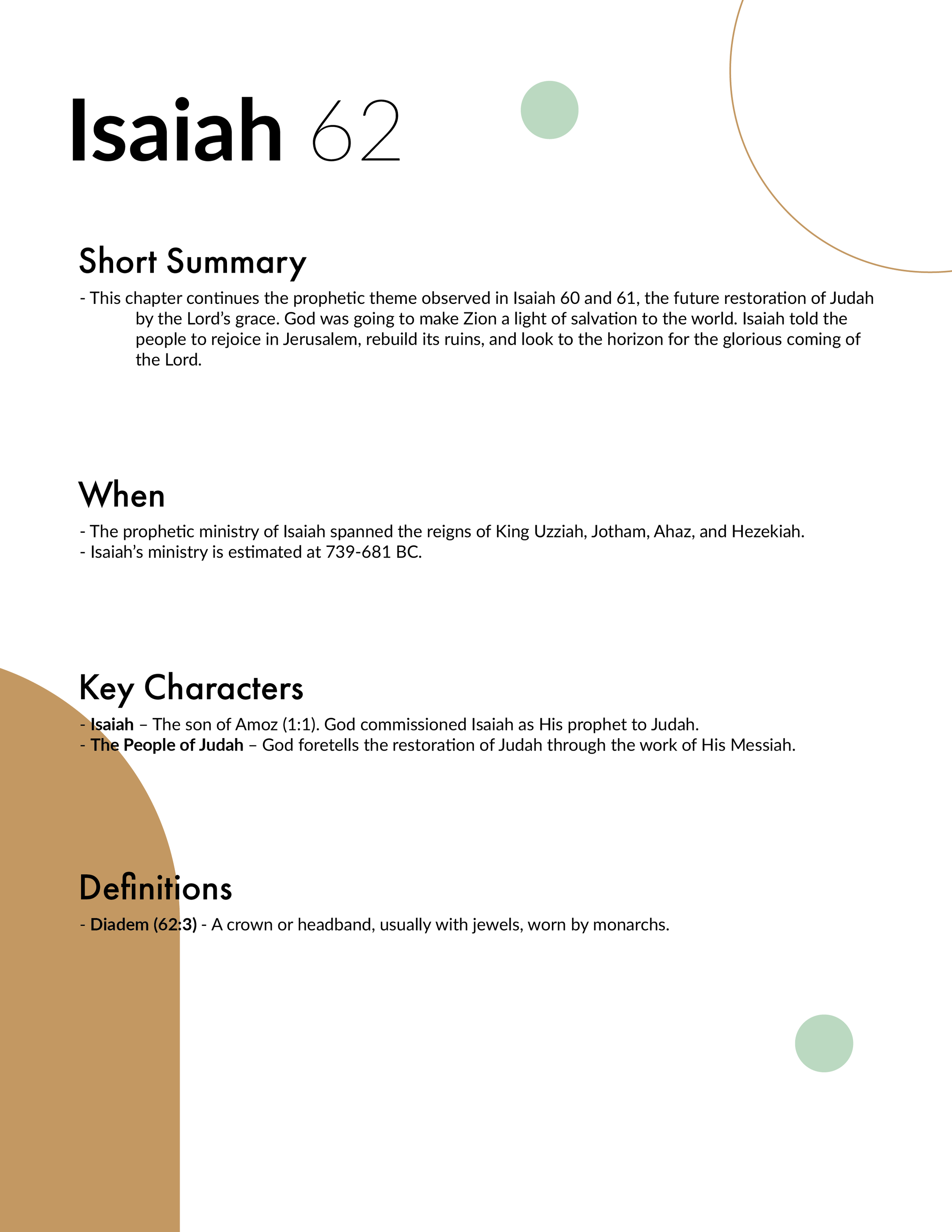 Isaiah 62 Bible Study Handout