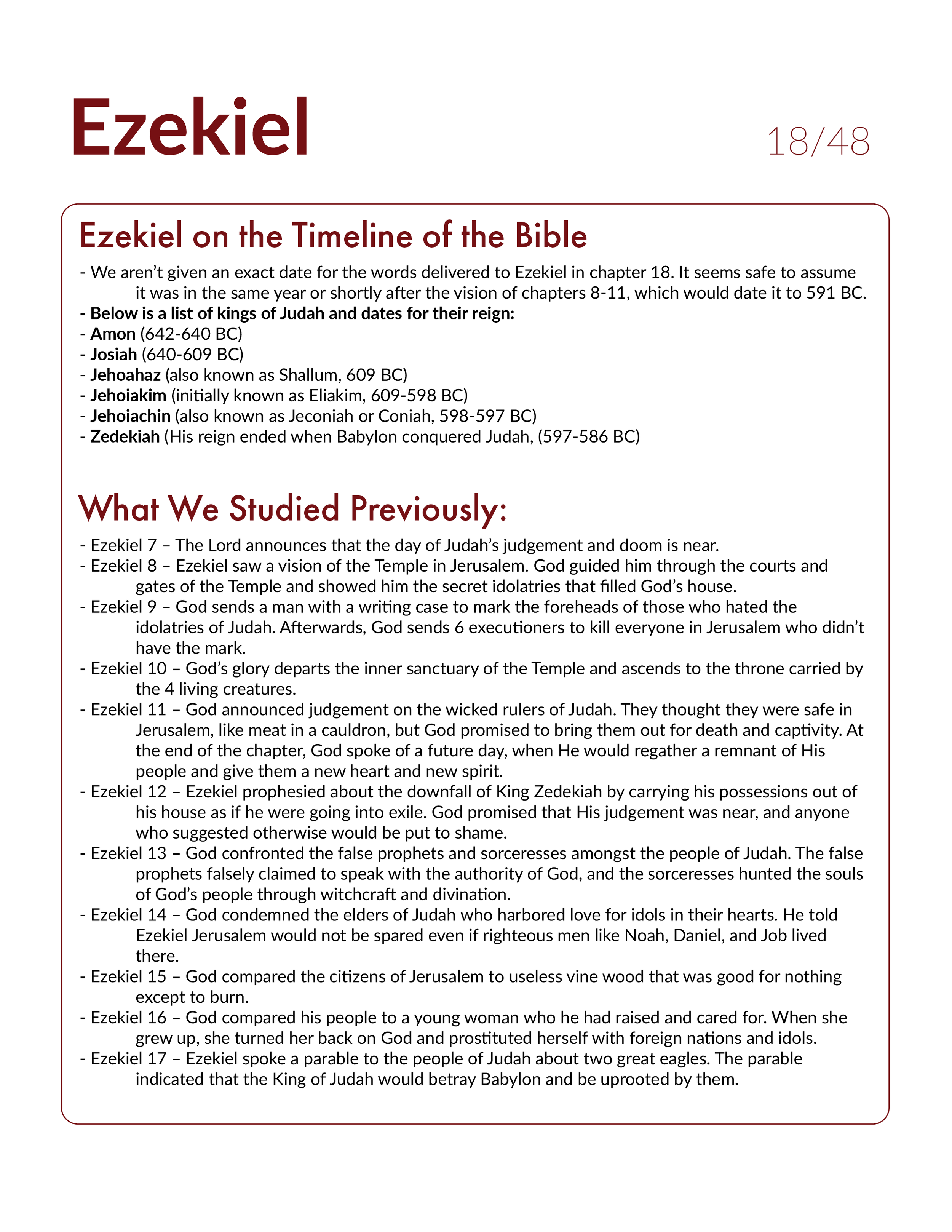 Ezekiel 18 Summary and Bible Study