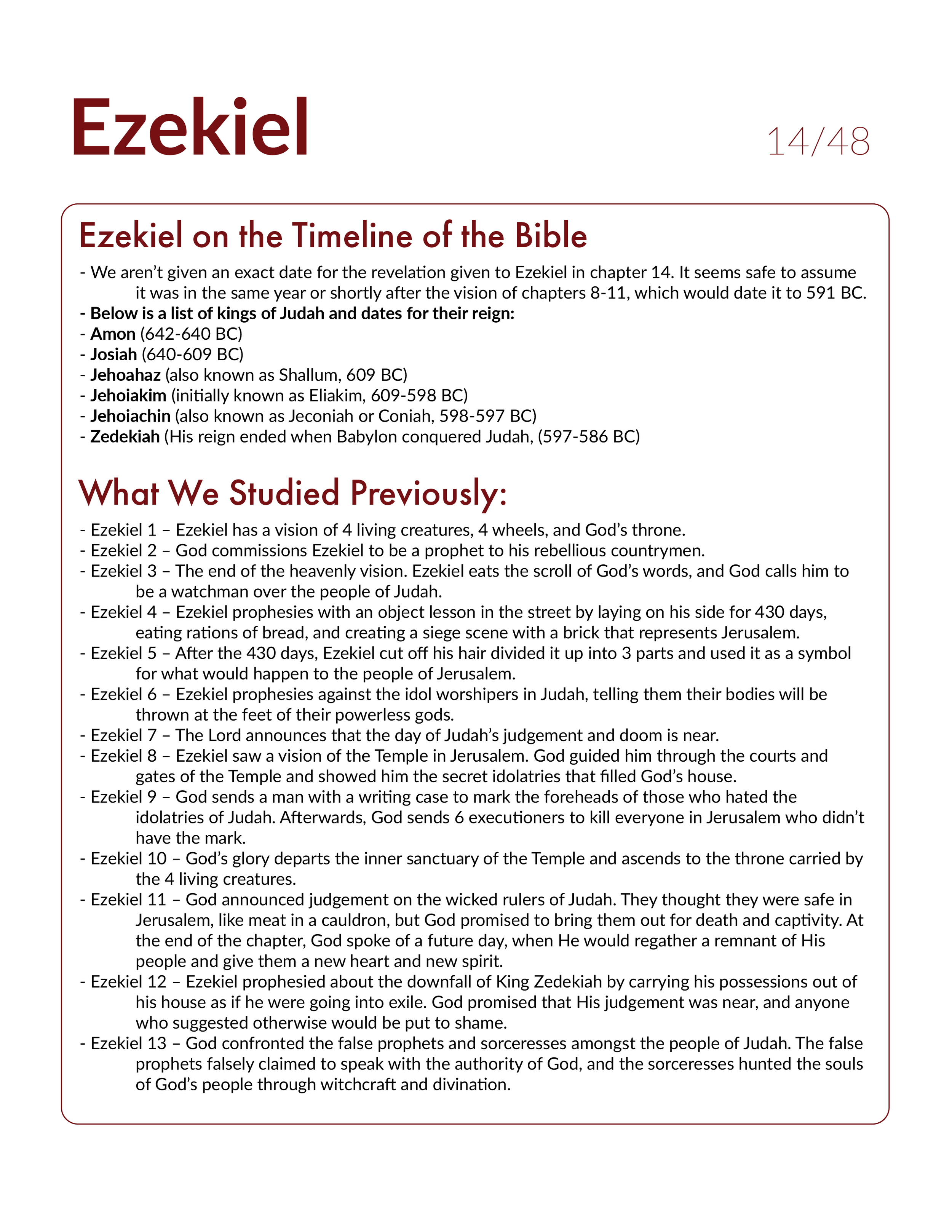 Ezekiel 14 Bible Study