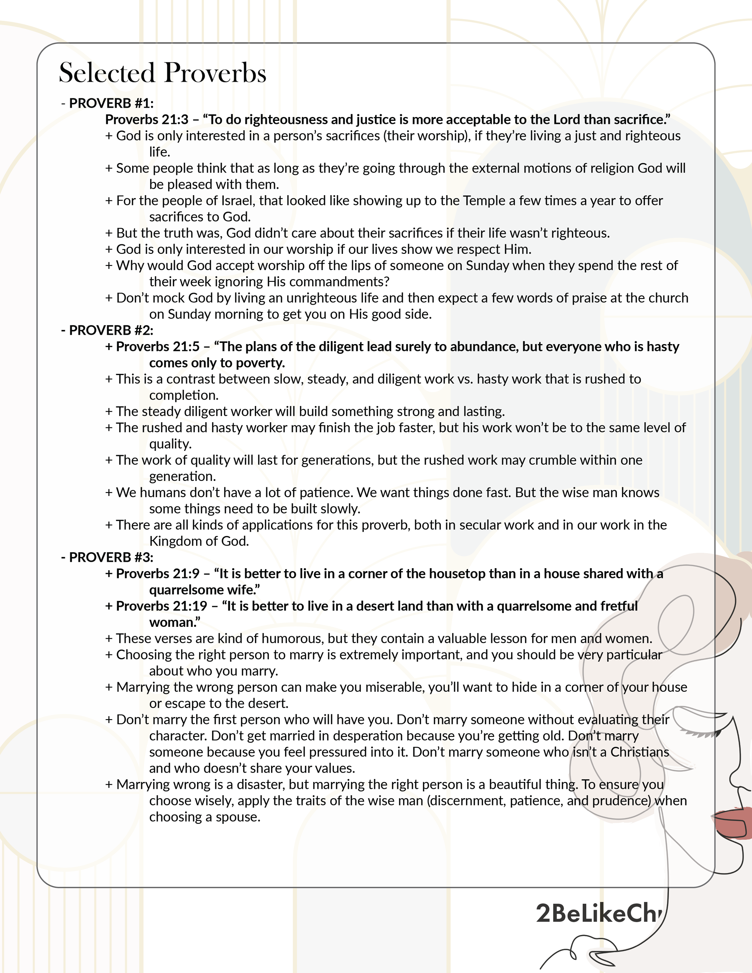 Proverbs 21 Summary - 5 Minute Bible Study — 2BeLikeChrist
