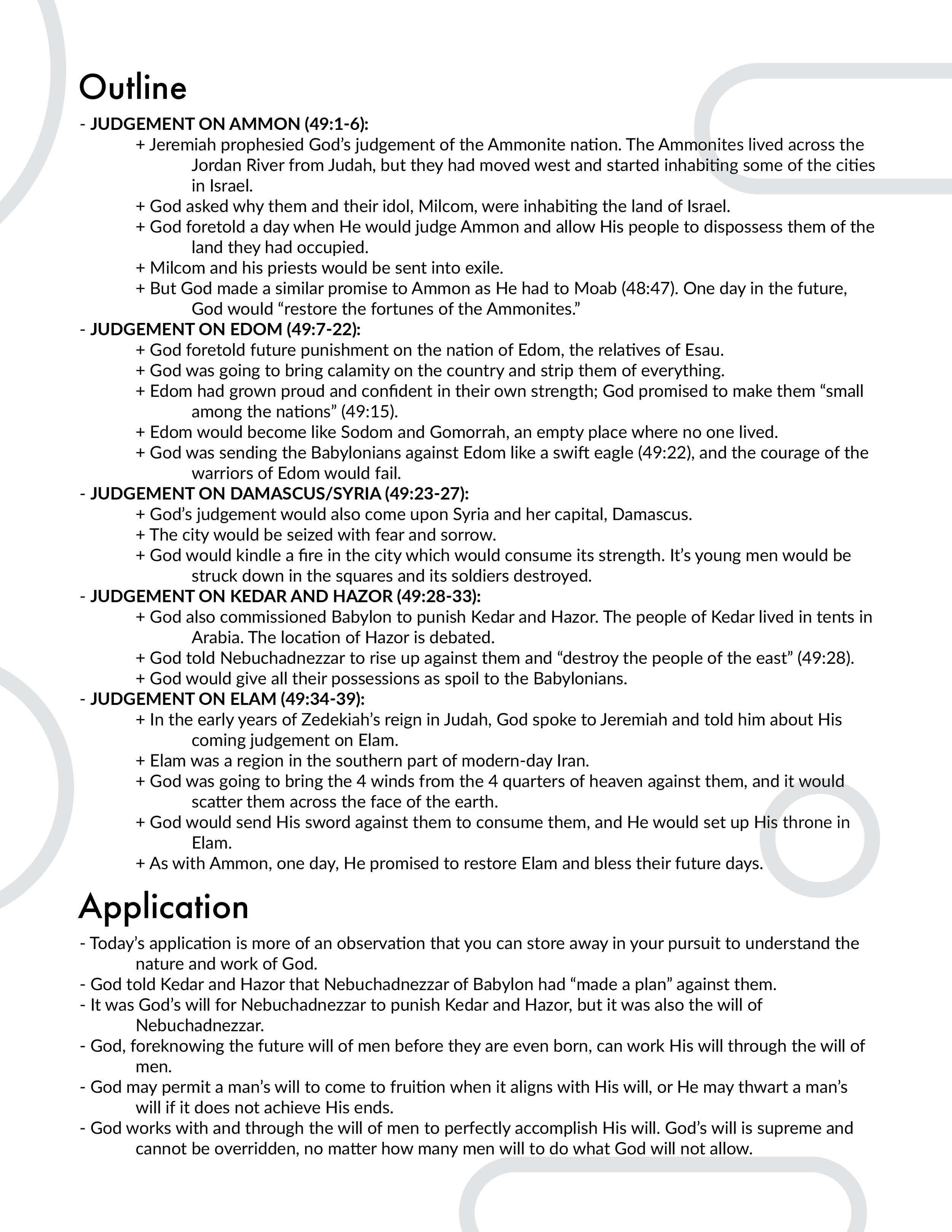 Jeremiah 49 Outline and Application