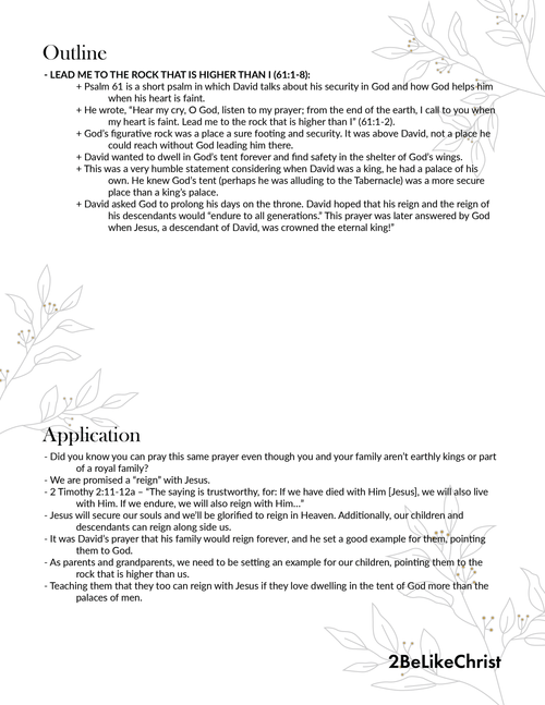 Psalm 61 Summary - 5 Minute Bible Study — 2BeLikeChrist