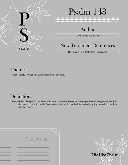 Psalm 143 Summary - 5 Minute Bible Study — 2BeLikeChrist