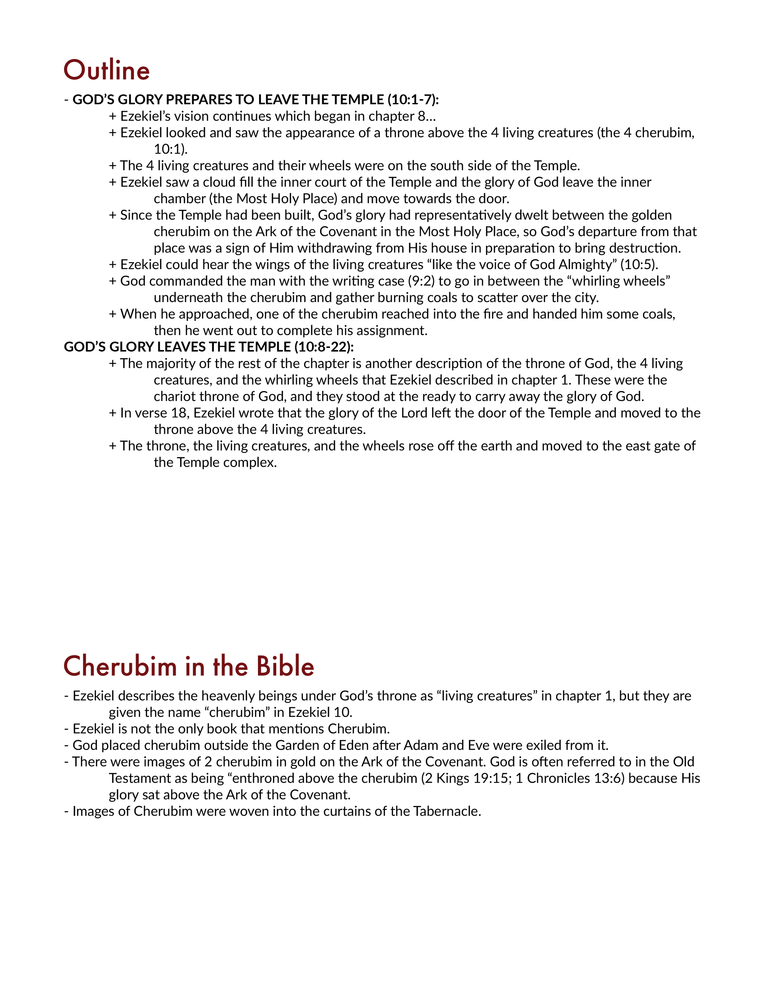 Ezekiel 10 Outline and Application