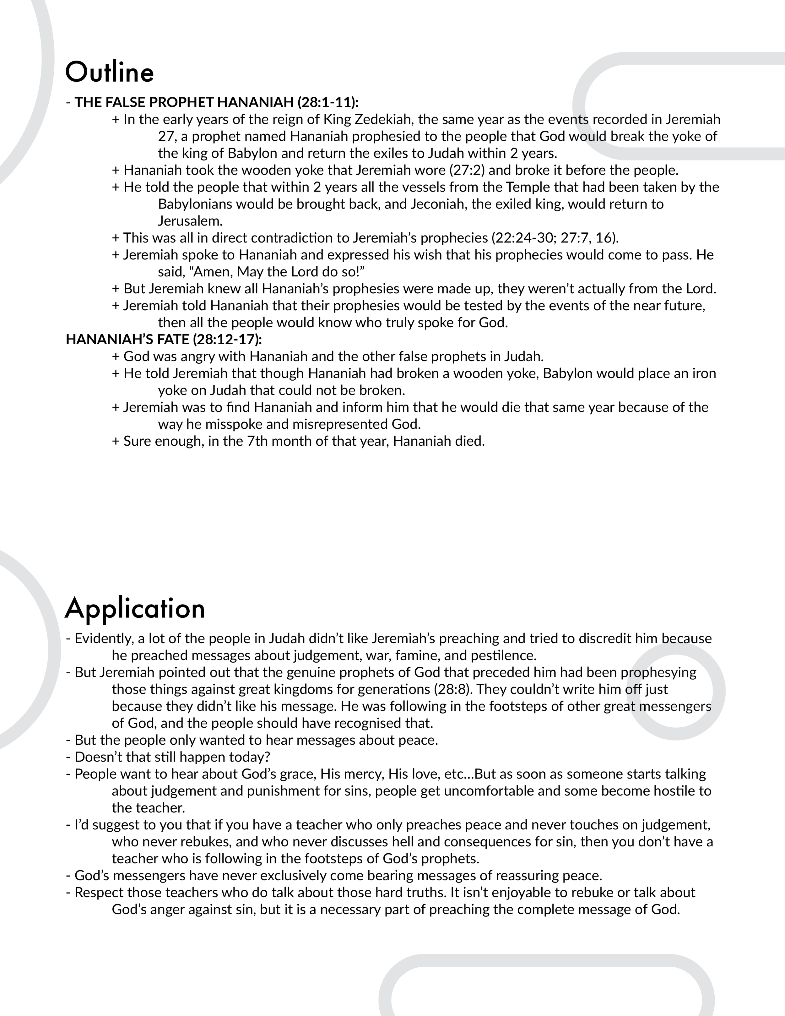 Jeremiah 28 Explanation and Application