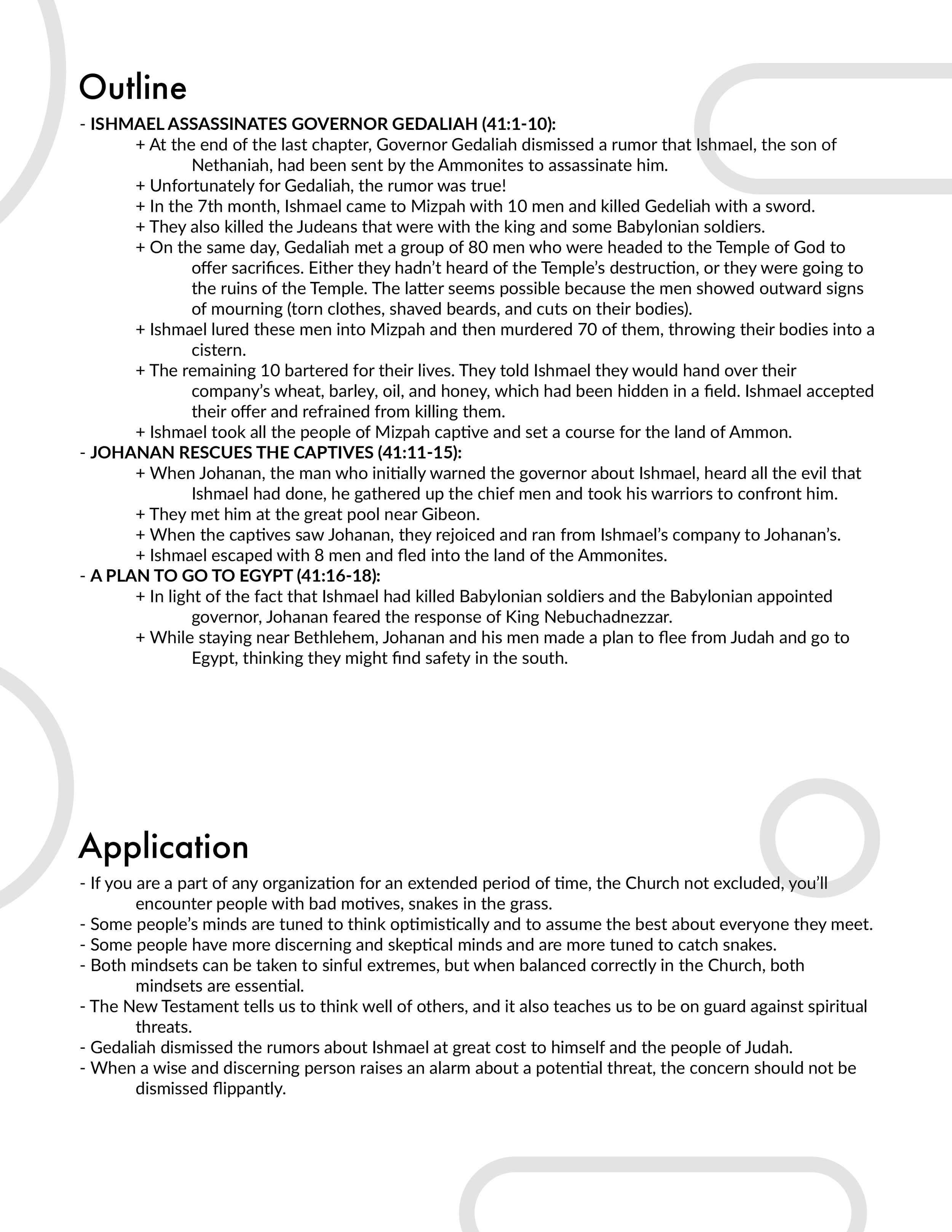 Jeremiah 41 Outline and Application