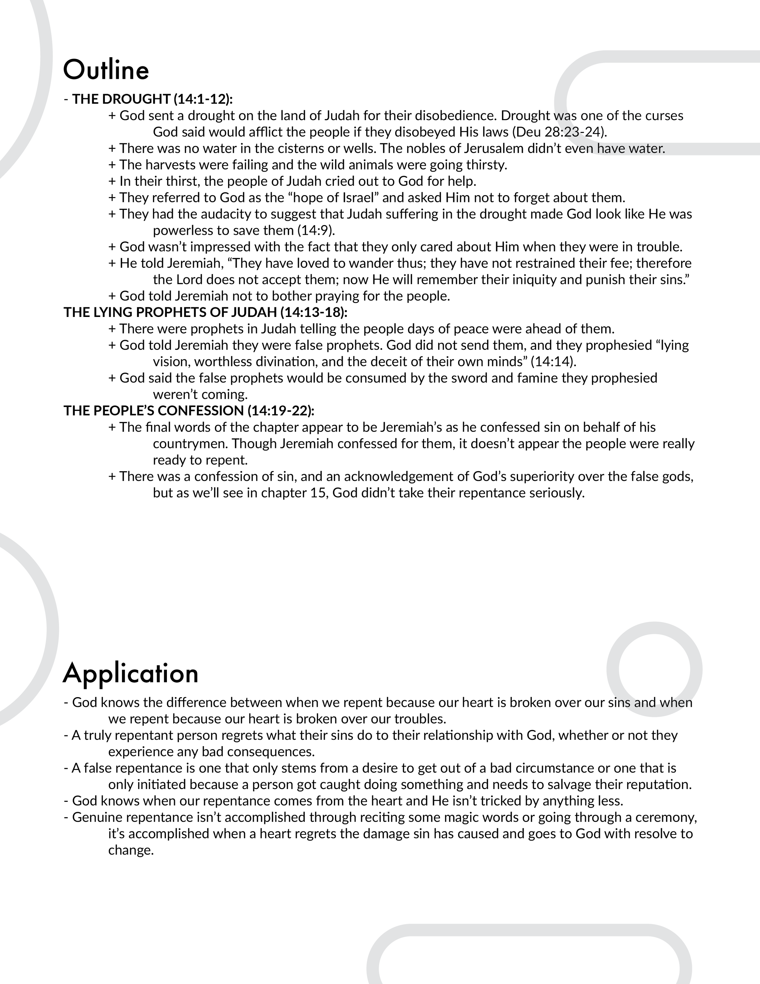 Jeremiah 14 Outline and Application