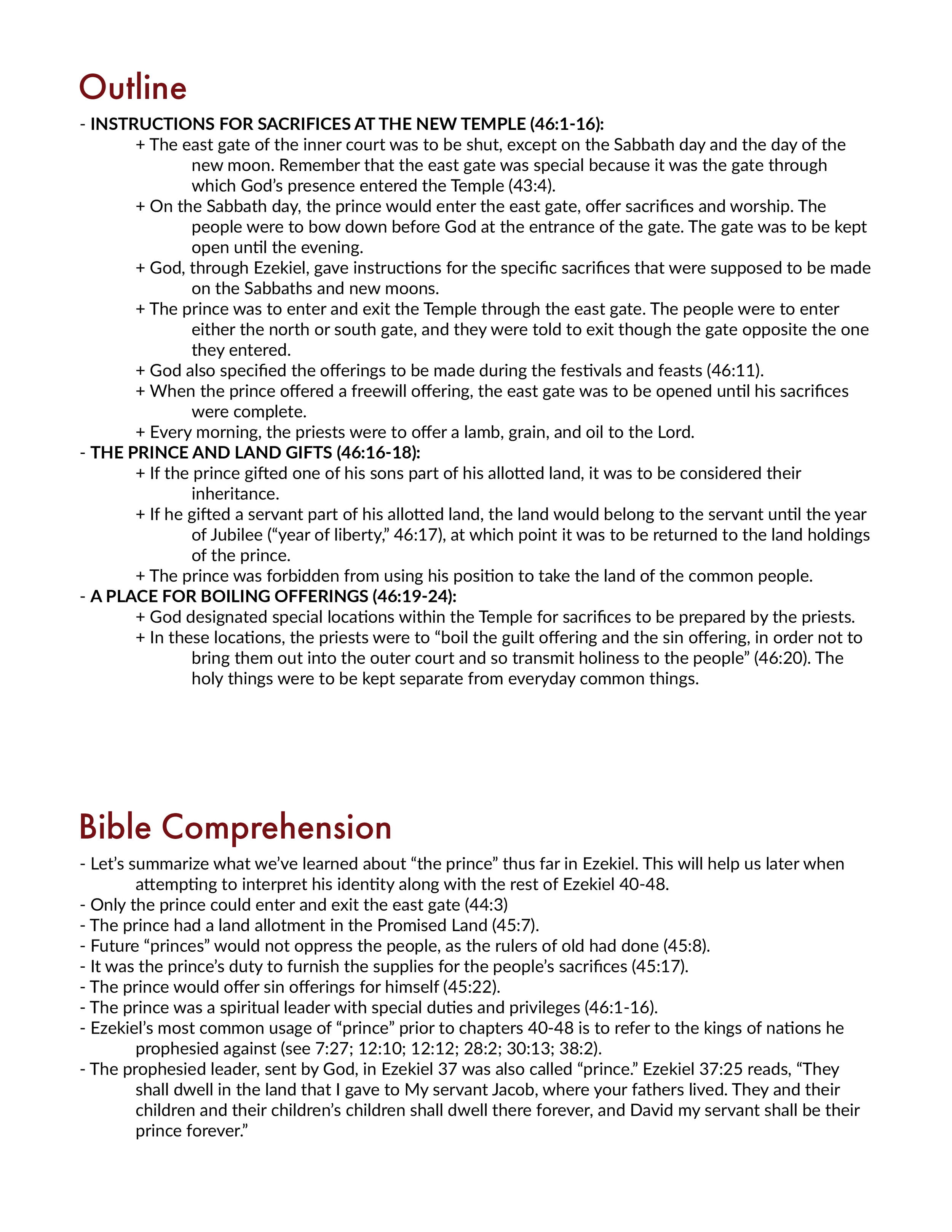 Ezekiel 46 Bible study and summary