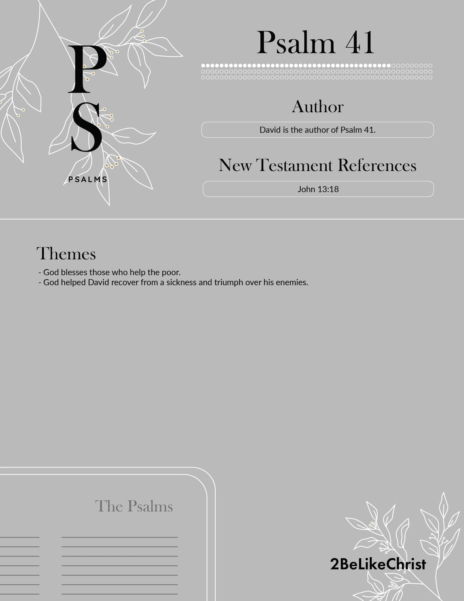 Psalm 41 Summary 5 Minute Bible Study 2belikechrist