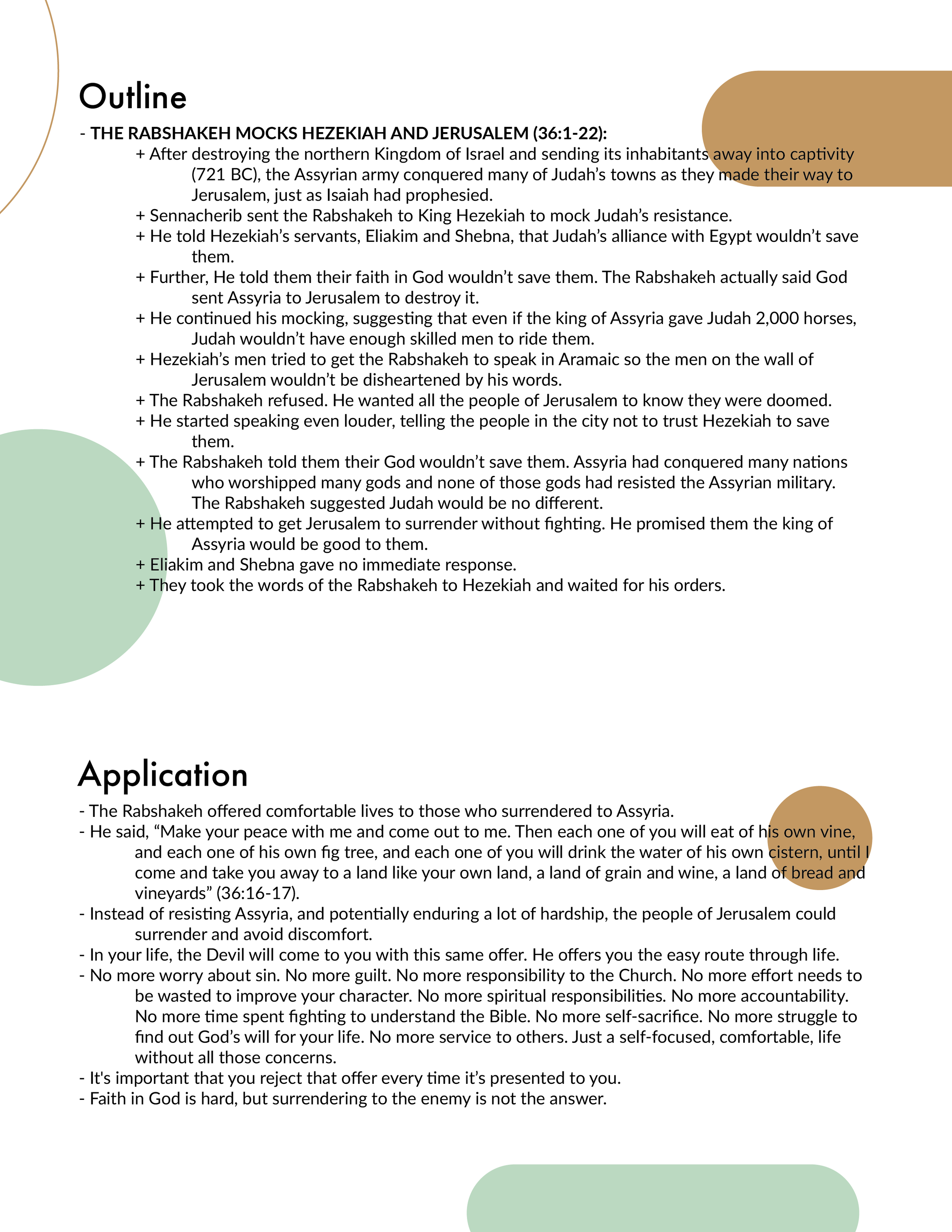 Isaiah 36 Outline and Application