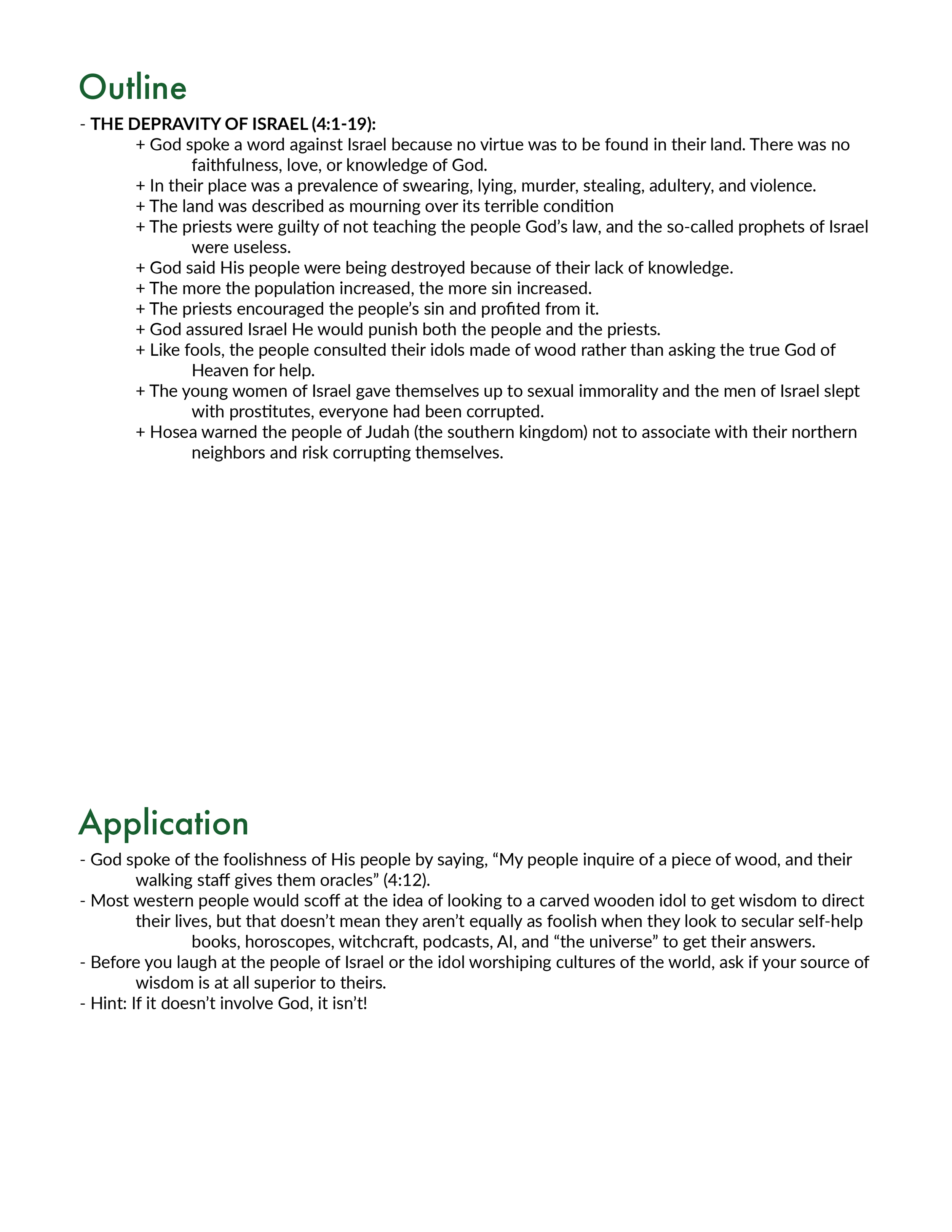 Hosea 4 - Outline and Application
