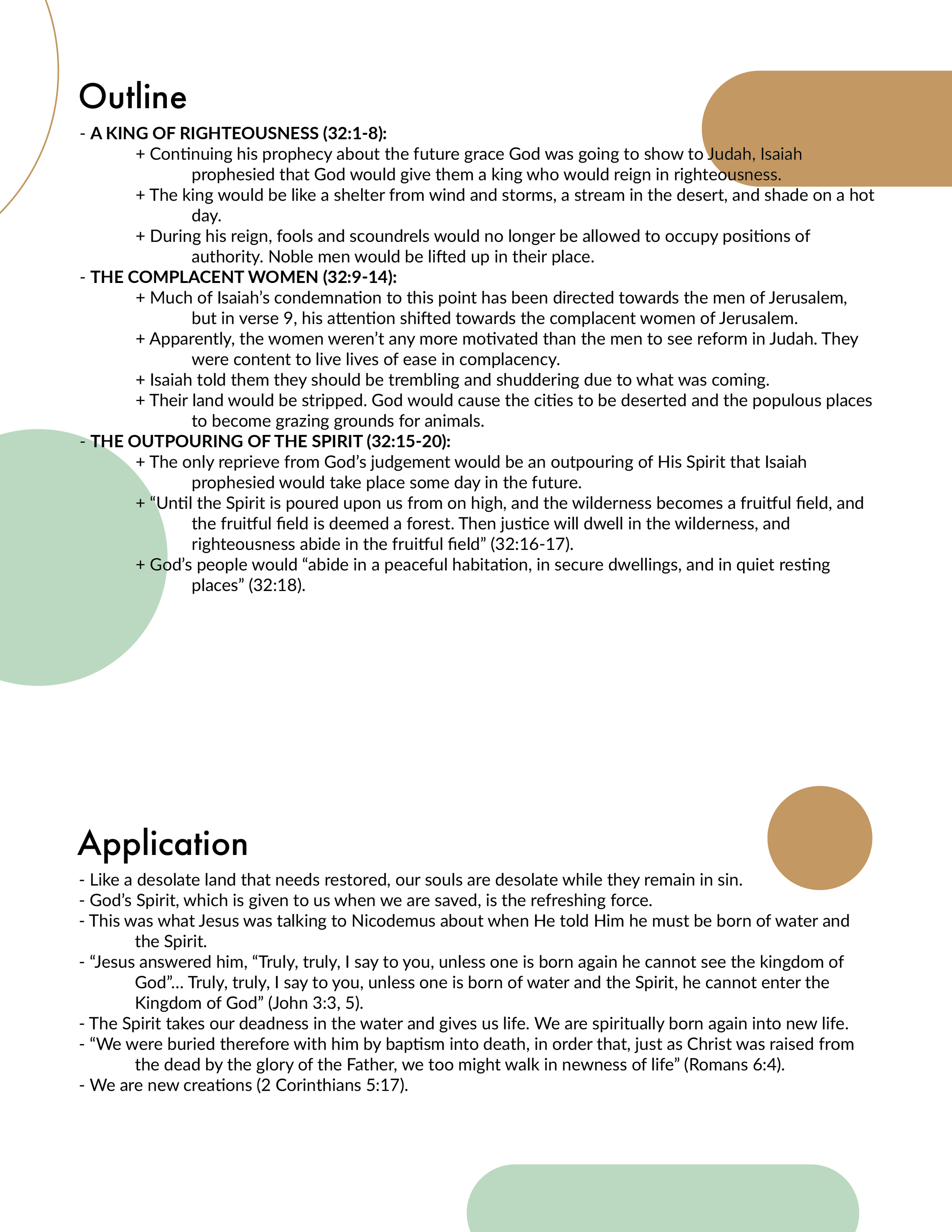 Isaiah 32 Outline and Application