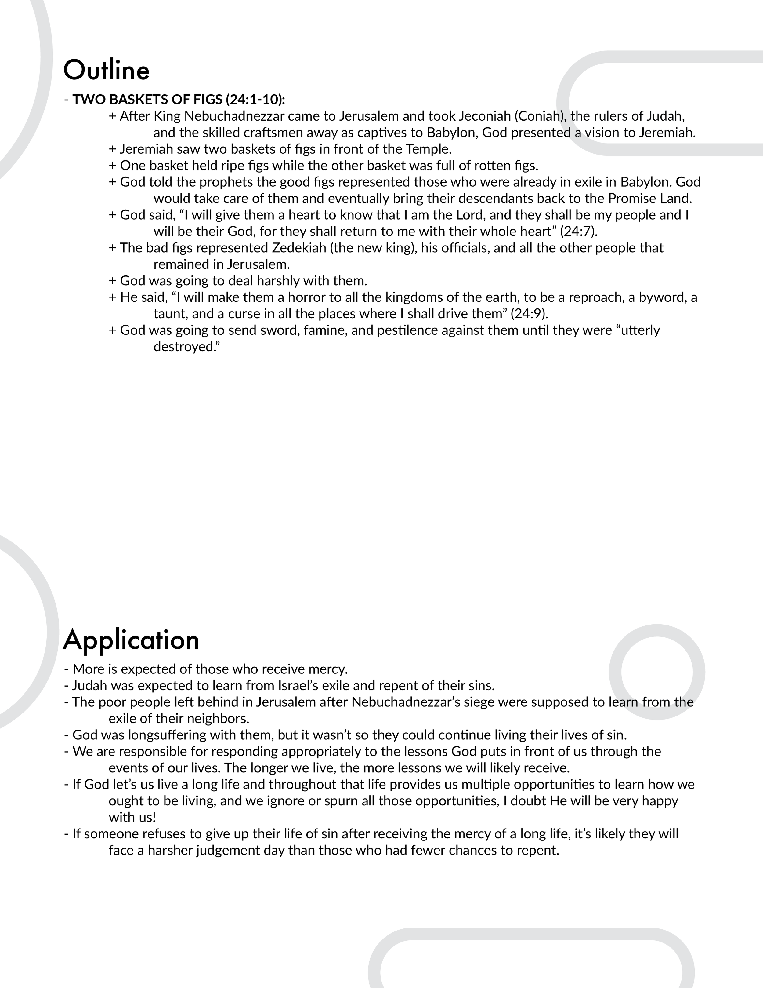 Jeremiah 24 Outline and Application