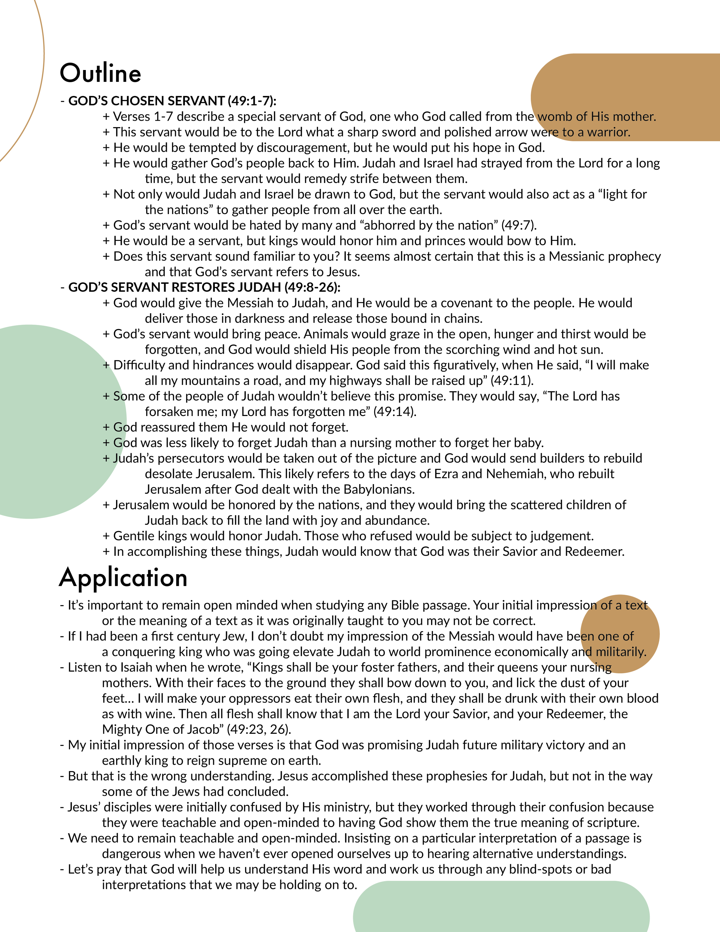 Isaiah 49 Outline and Application