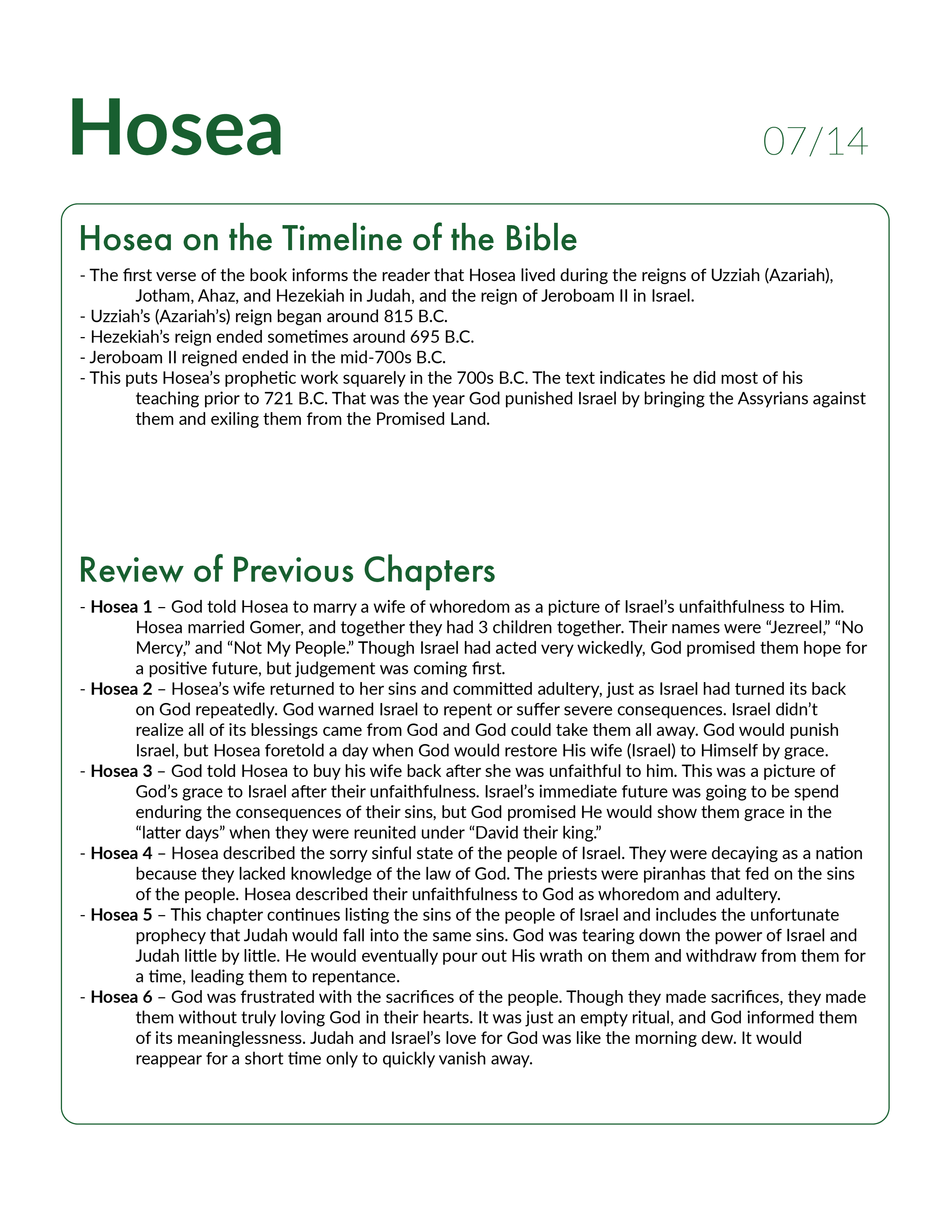 Hosea 7 Review and Explanation
