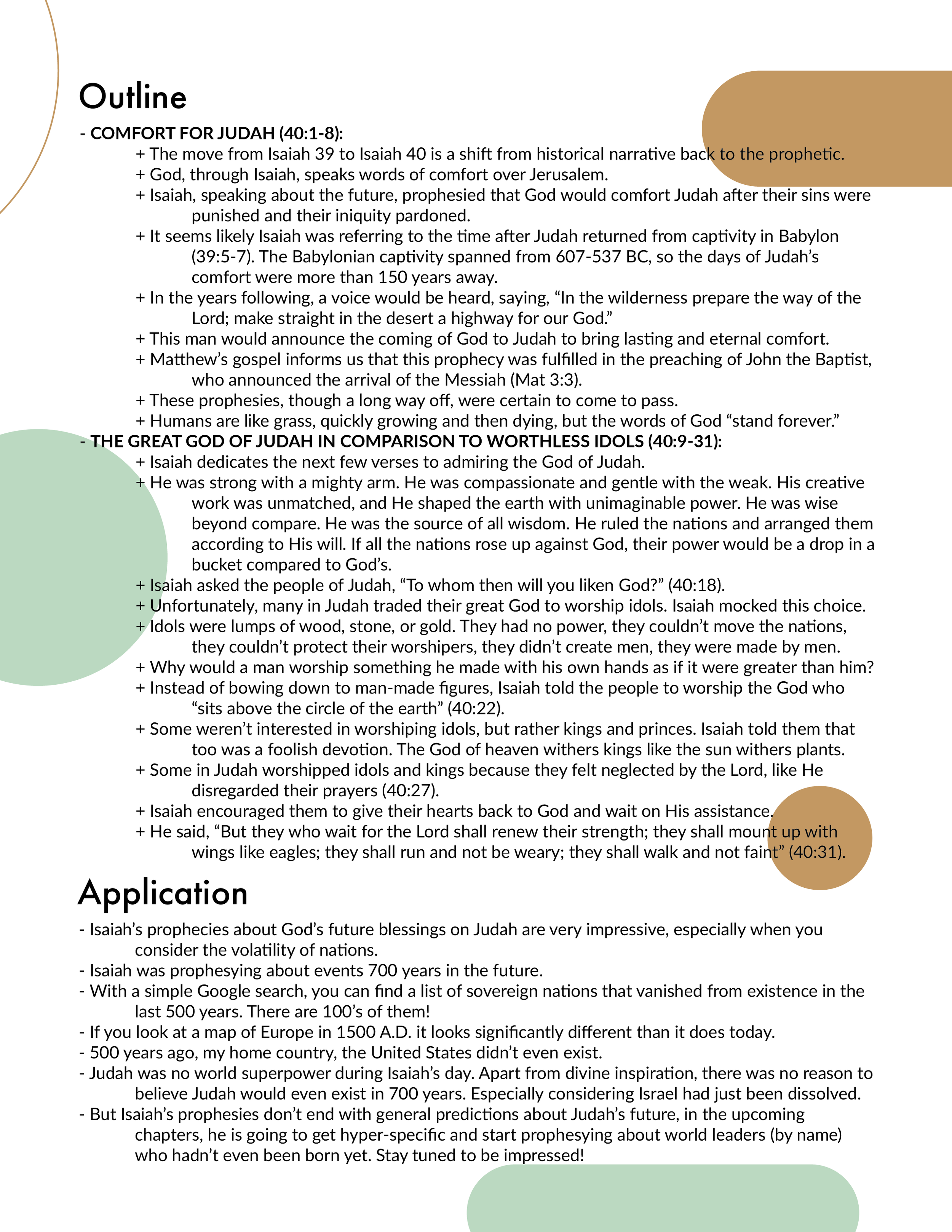 Isaiah 40 Outline and Application