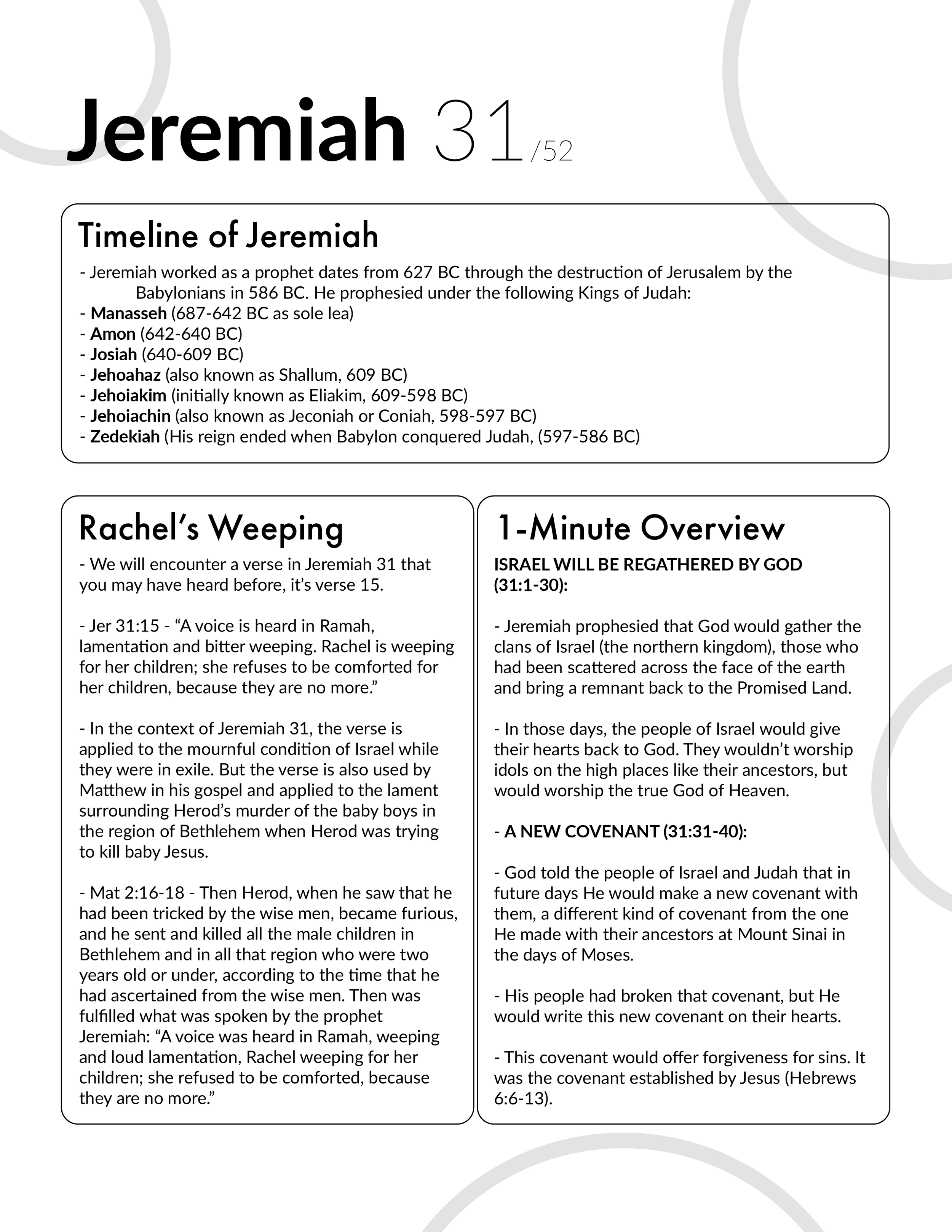 Jeremiah 31 Bible Study and Outline
