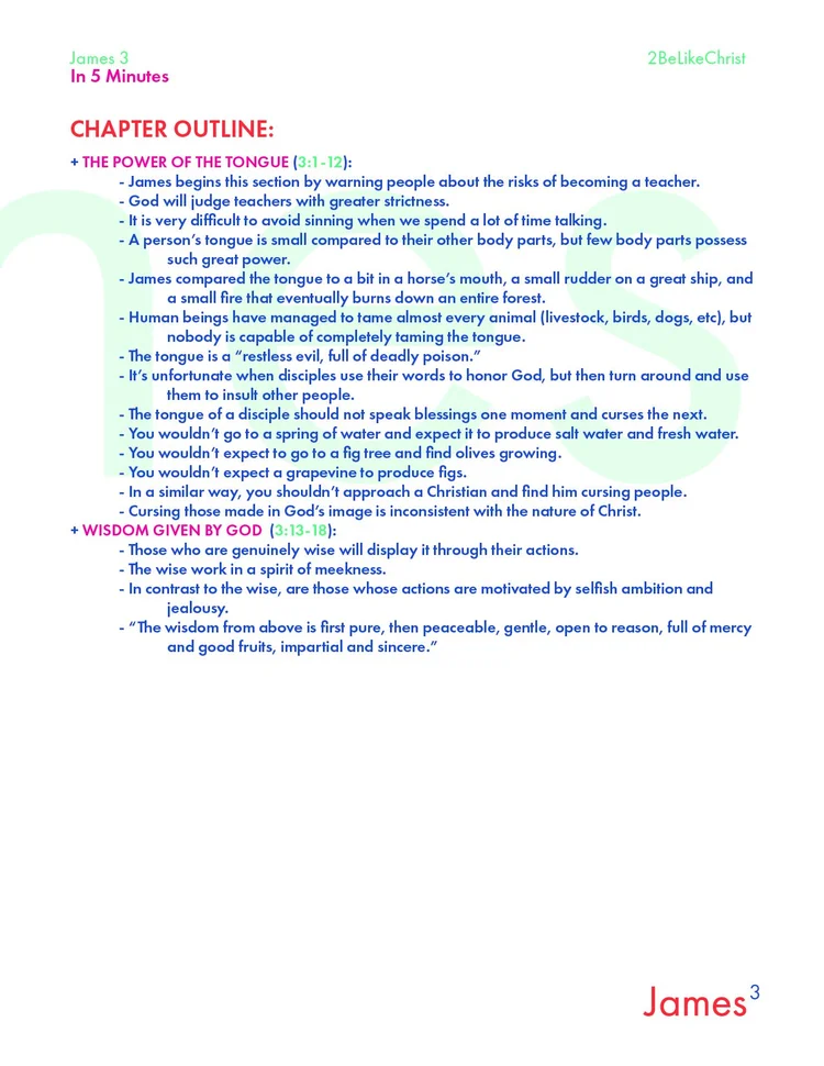 Summary of James 3 in 5 Minutes - Quick Bible Study — 2BeLikeChrist