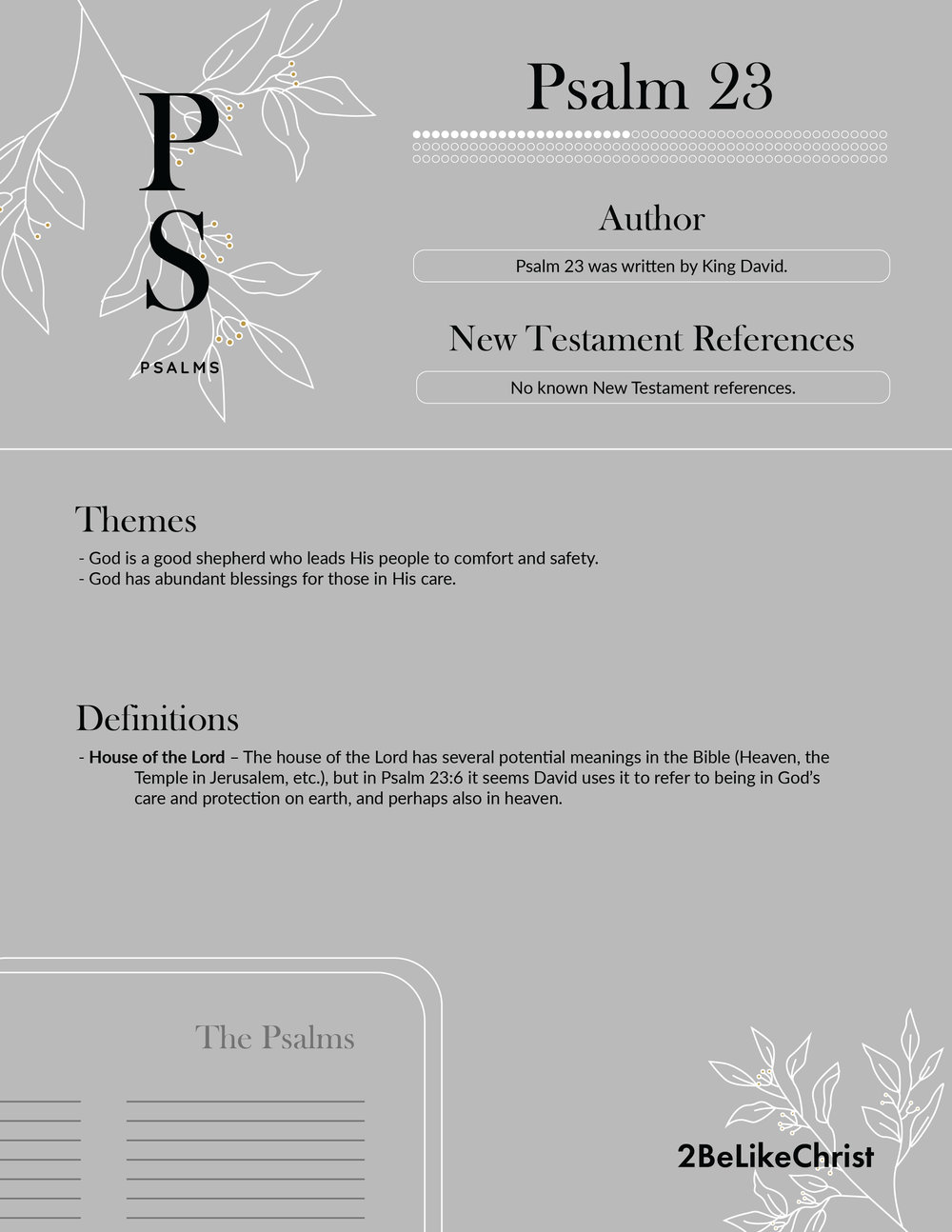 Psalm 23 Summary - 5 Minute Bible Study — 2BeLikeChrist