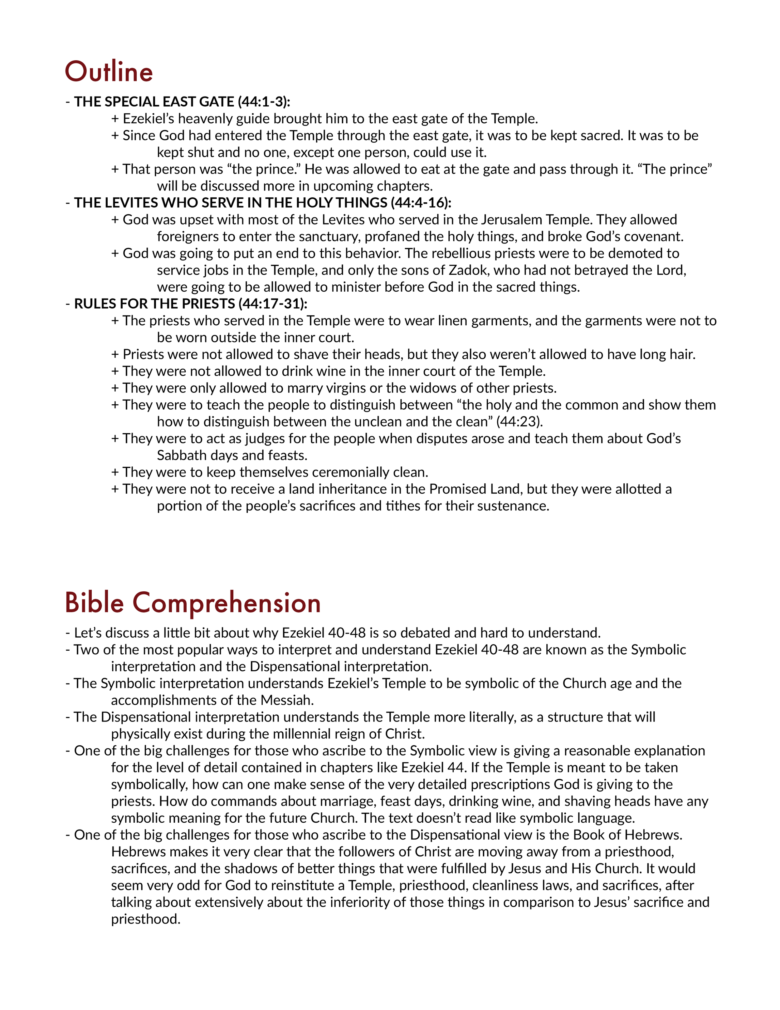 Ezekiel 44 summary and explanation