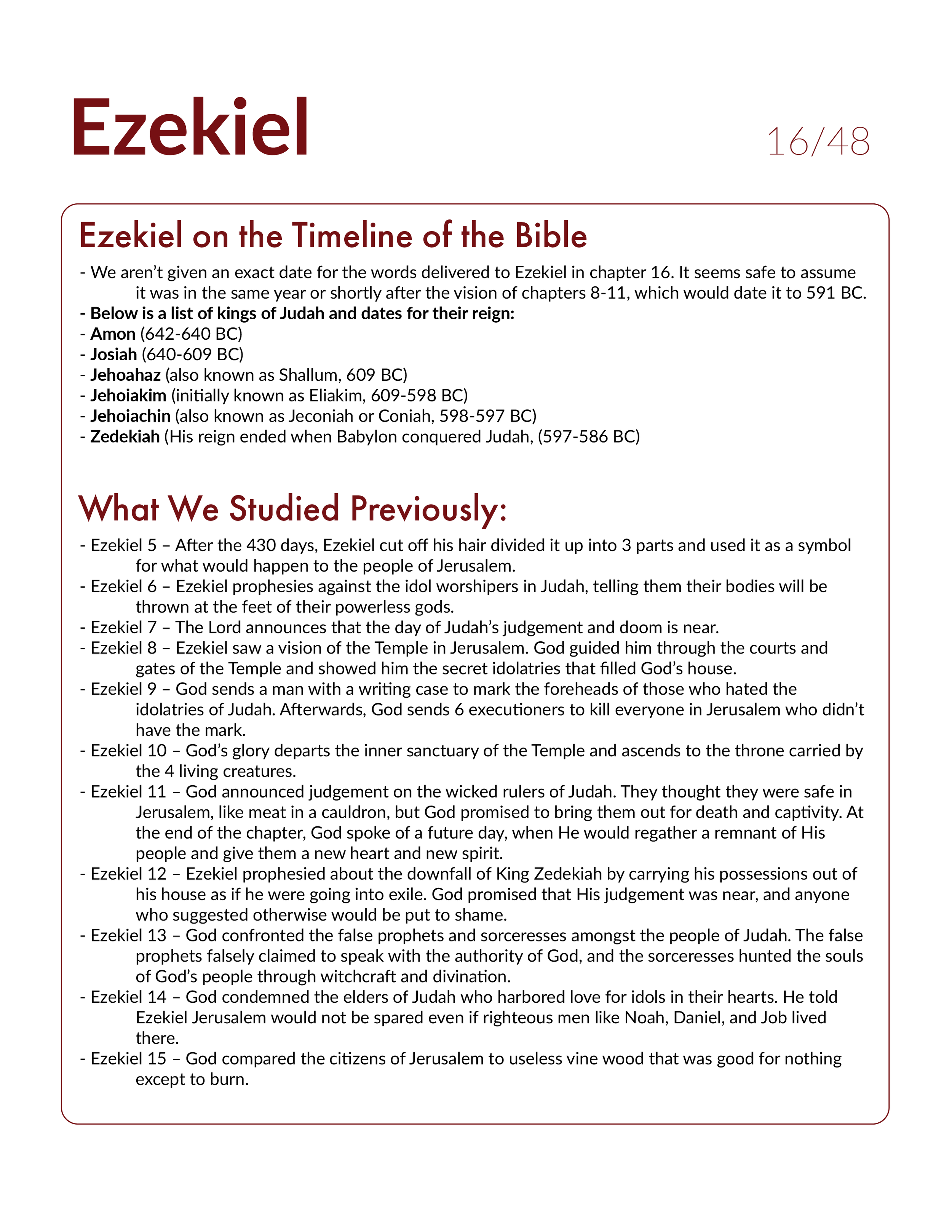 Ezekiel 16 Bible Study and Commentary