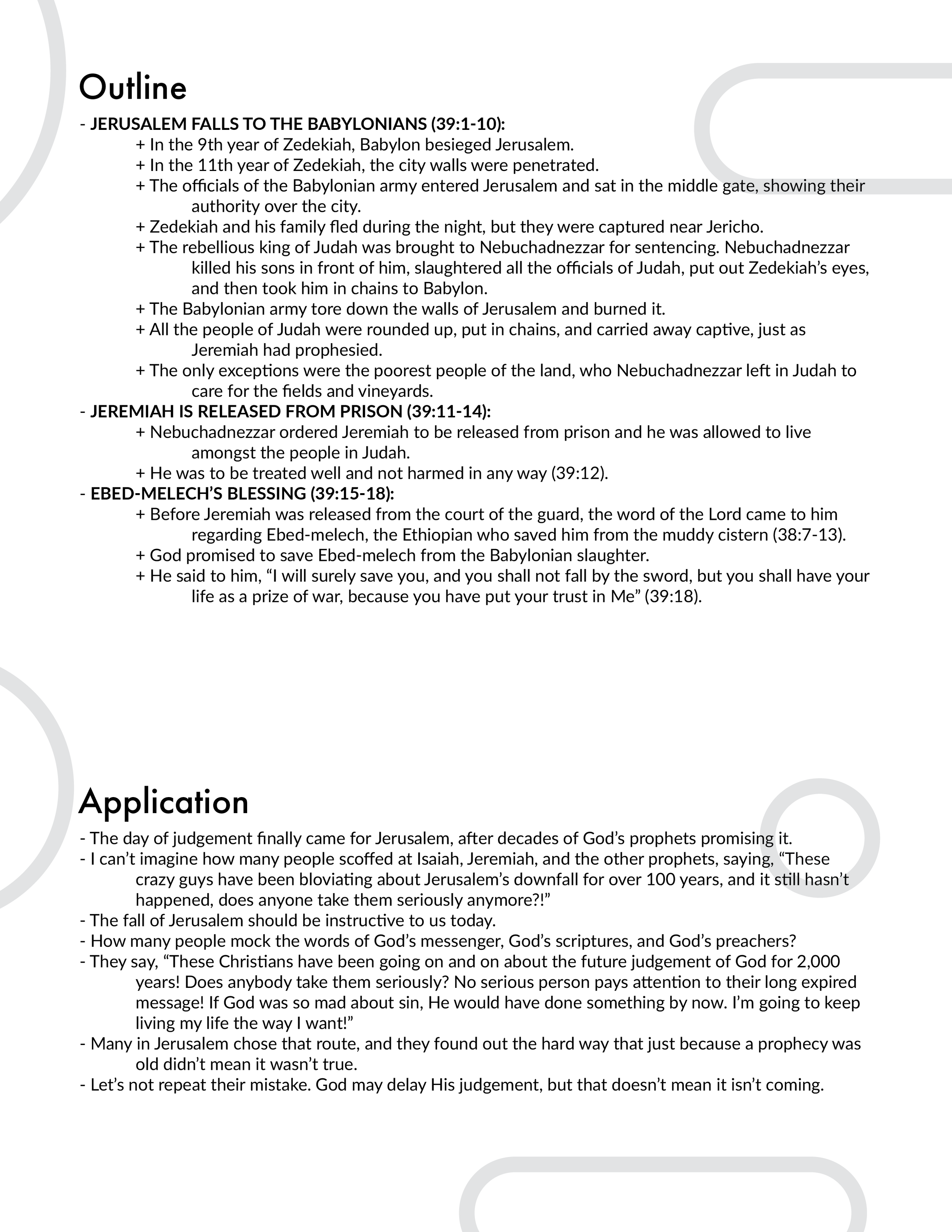 Jeremiah 39 Outline and Bible Application