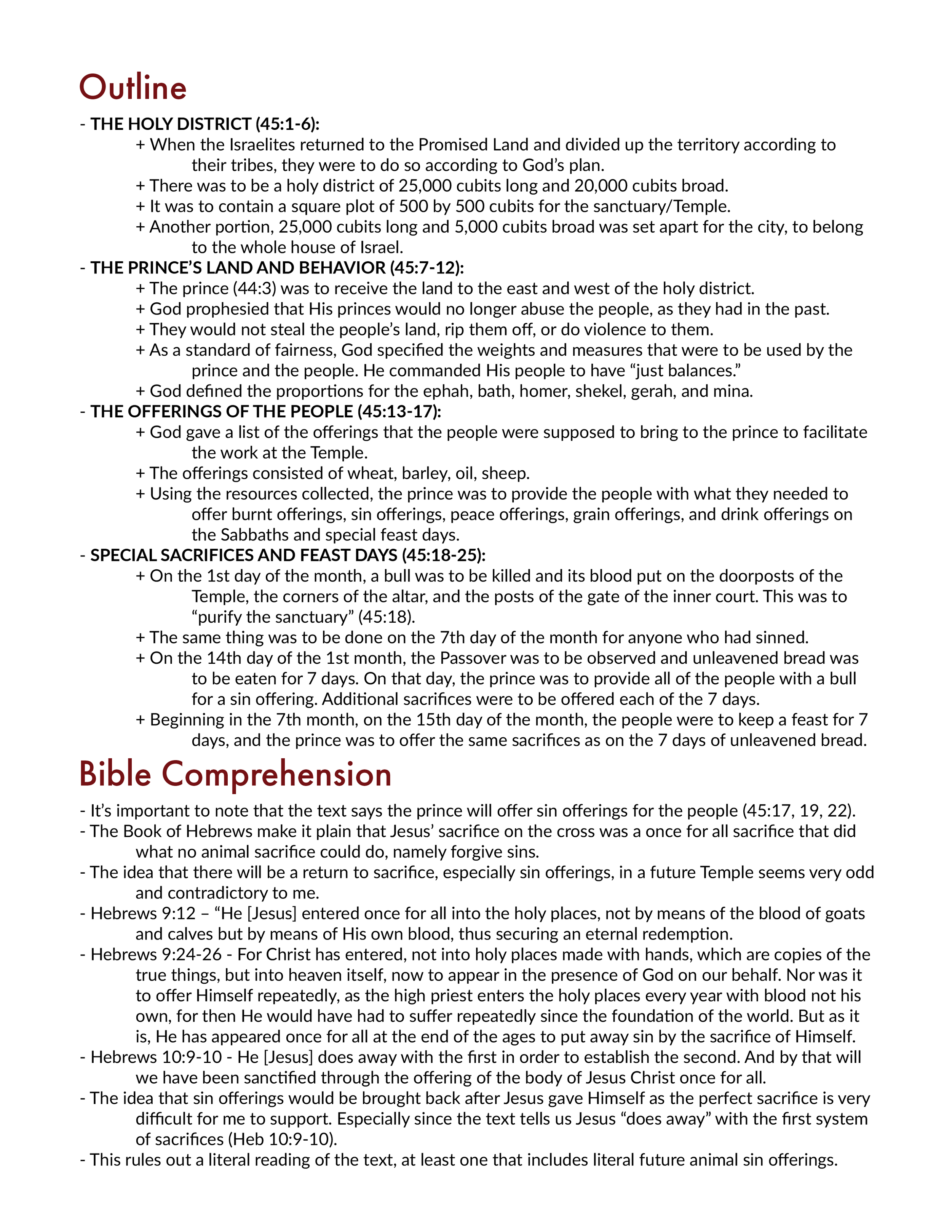 Ezekiel 45 Outline, Summary, and Explanation