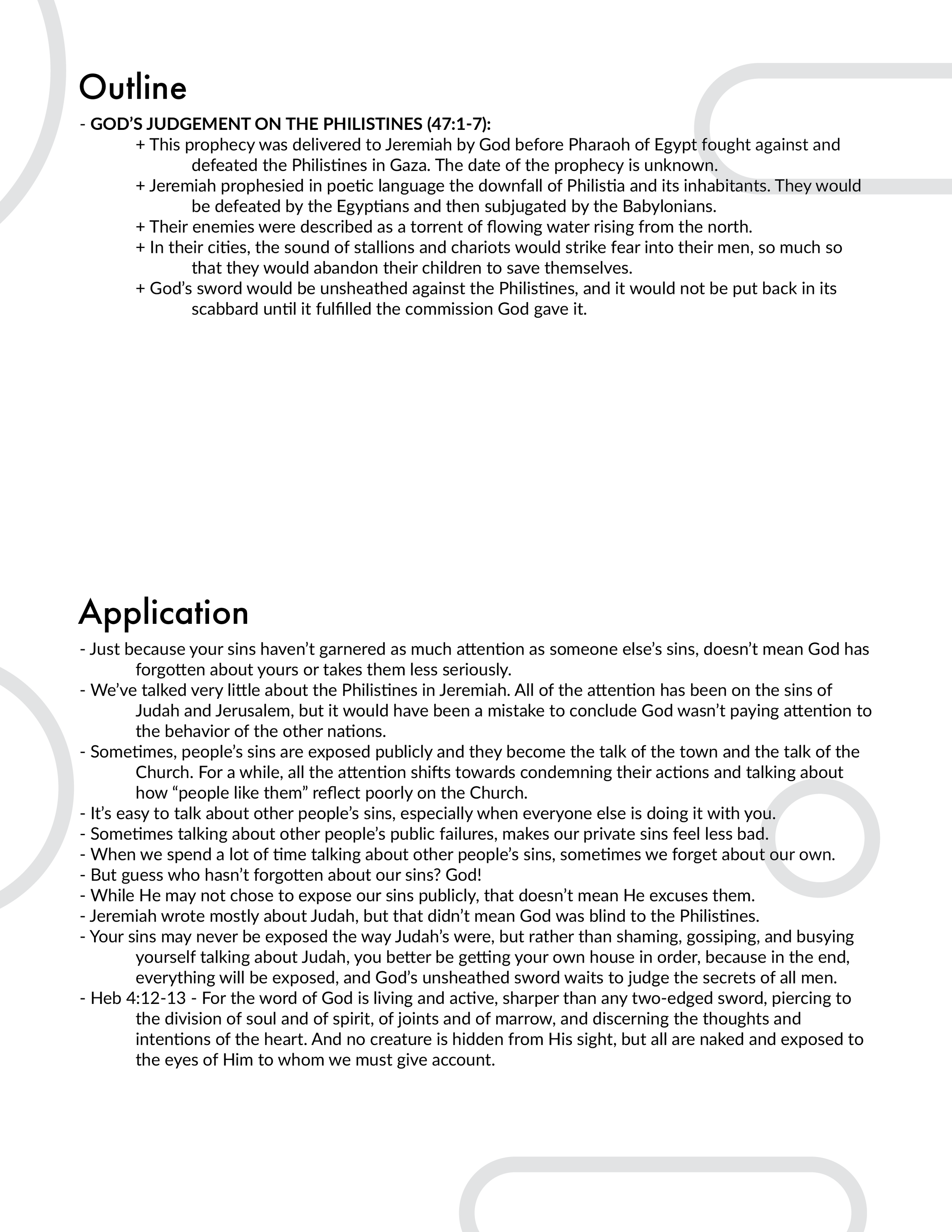 Jeremiah 47 Outline and Application