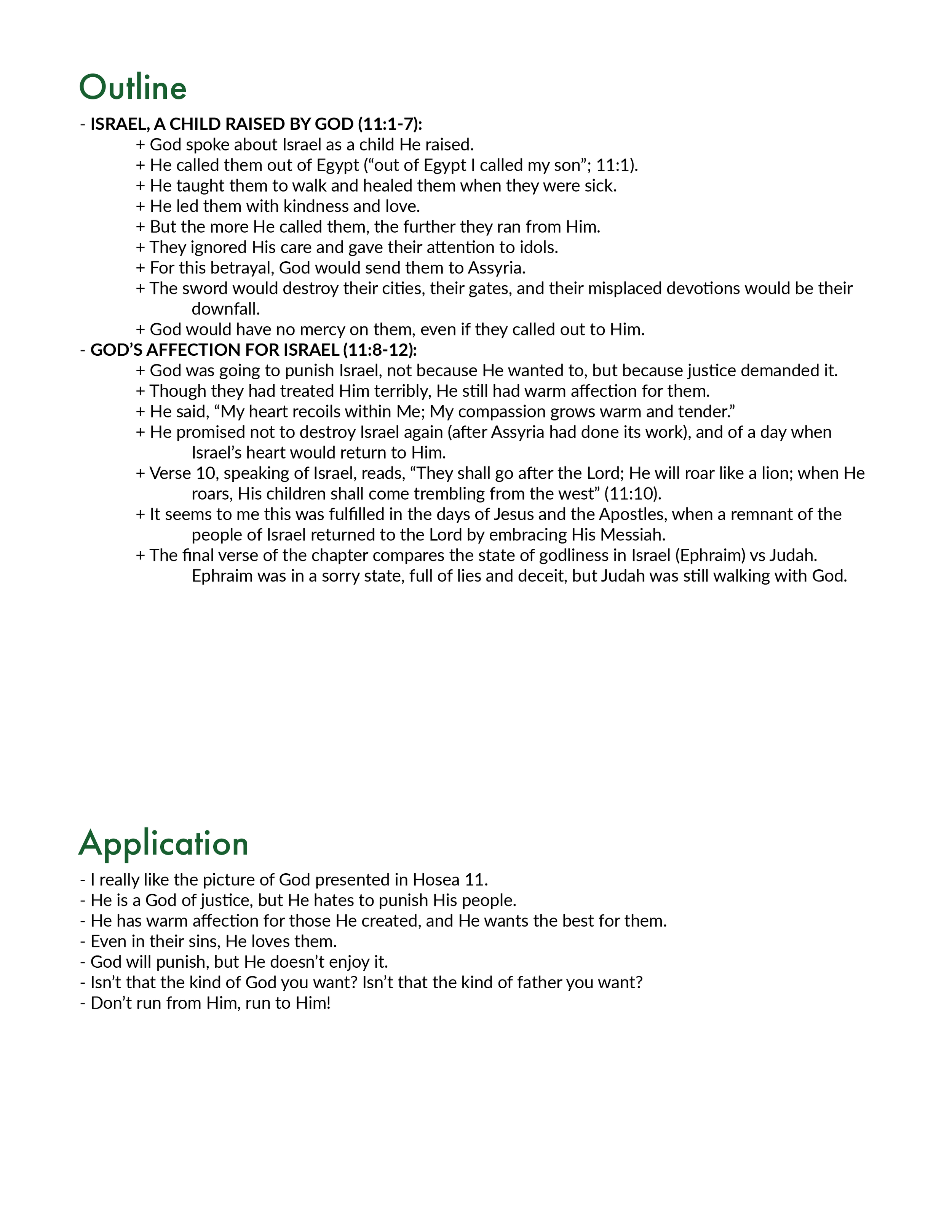 Hosea 11 Outline and Application