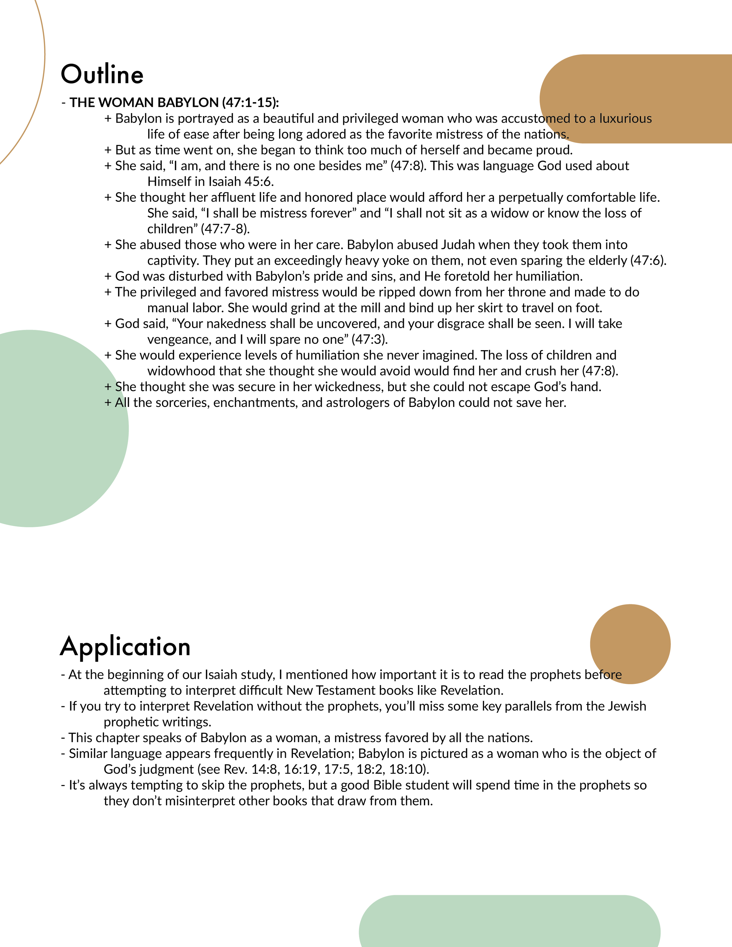 Isaiah 47 Outline and Application