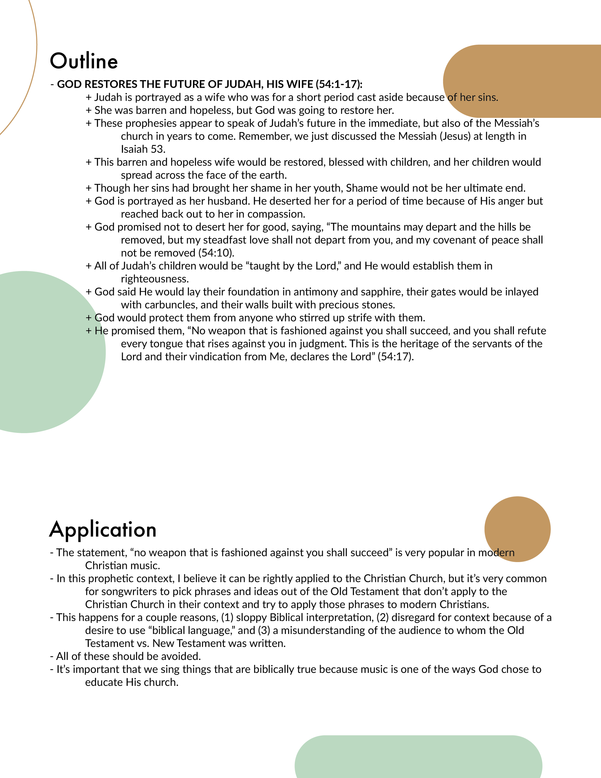 Isaiah 54 Outline and Application
