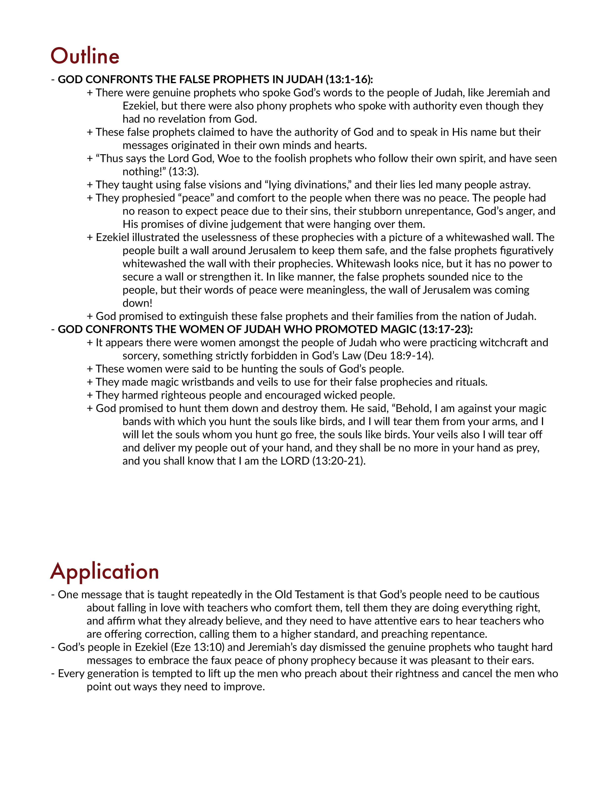 Ezekiel 13 Bible study and Outline