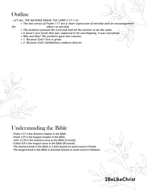 Psalm 117 Summary Psalm 117 Summary