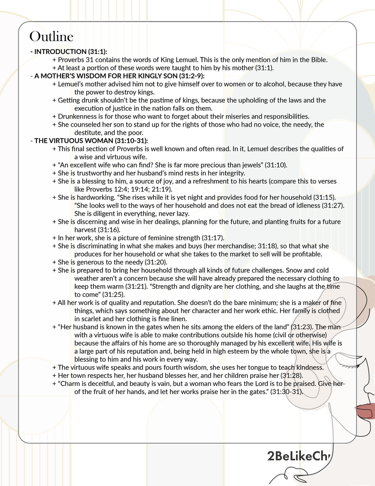 Proverbs 31 Summary - 5 Minute Bible Study — 2BeLikeChrist