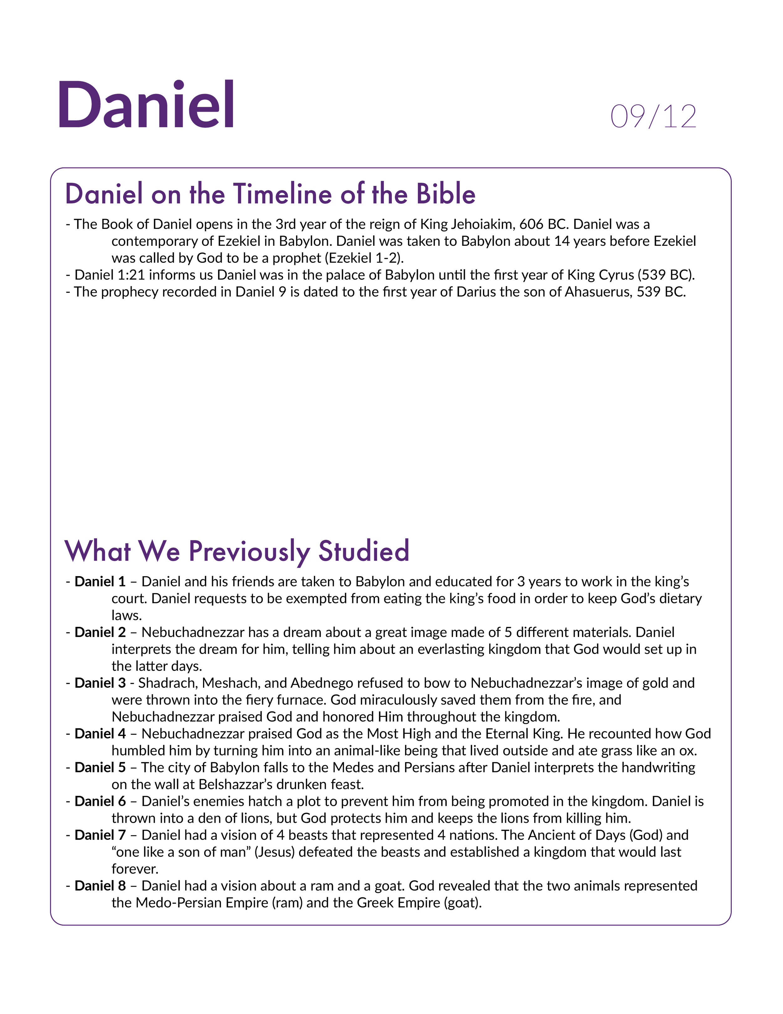 Daniel 9 Bible Study and timeline