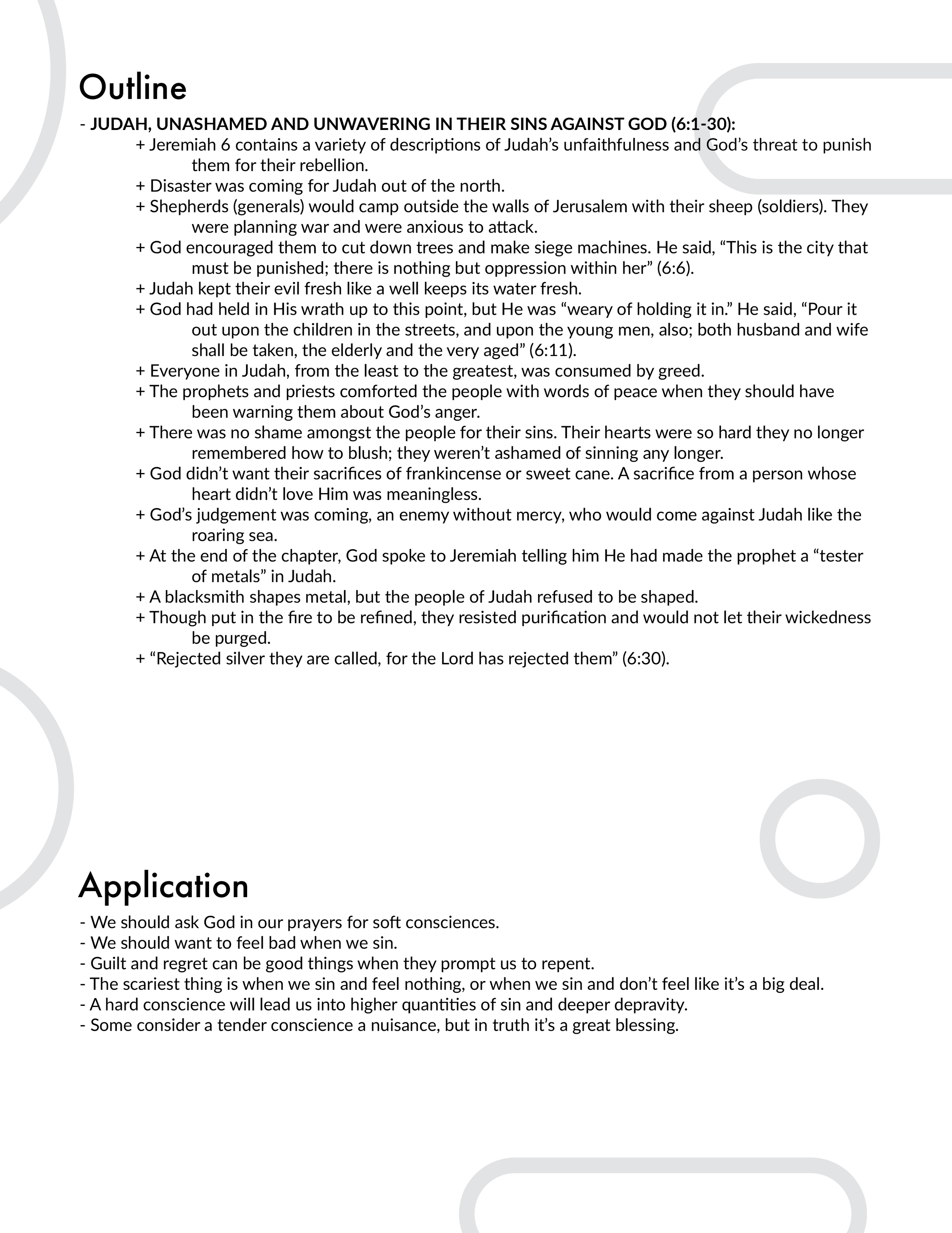 Jeremiah 6 Outline and Application